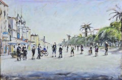View of Viareggio (The Promenade) - Oil Painting by Michelangelo Cupisti - 1990s