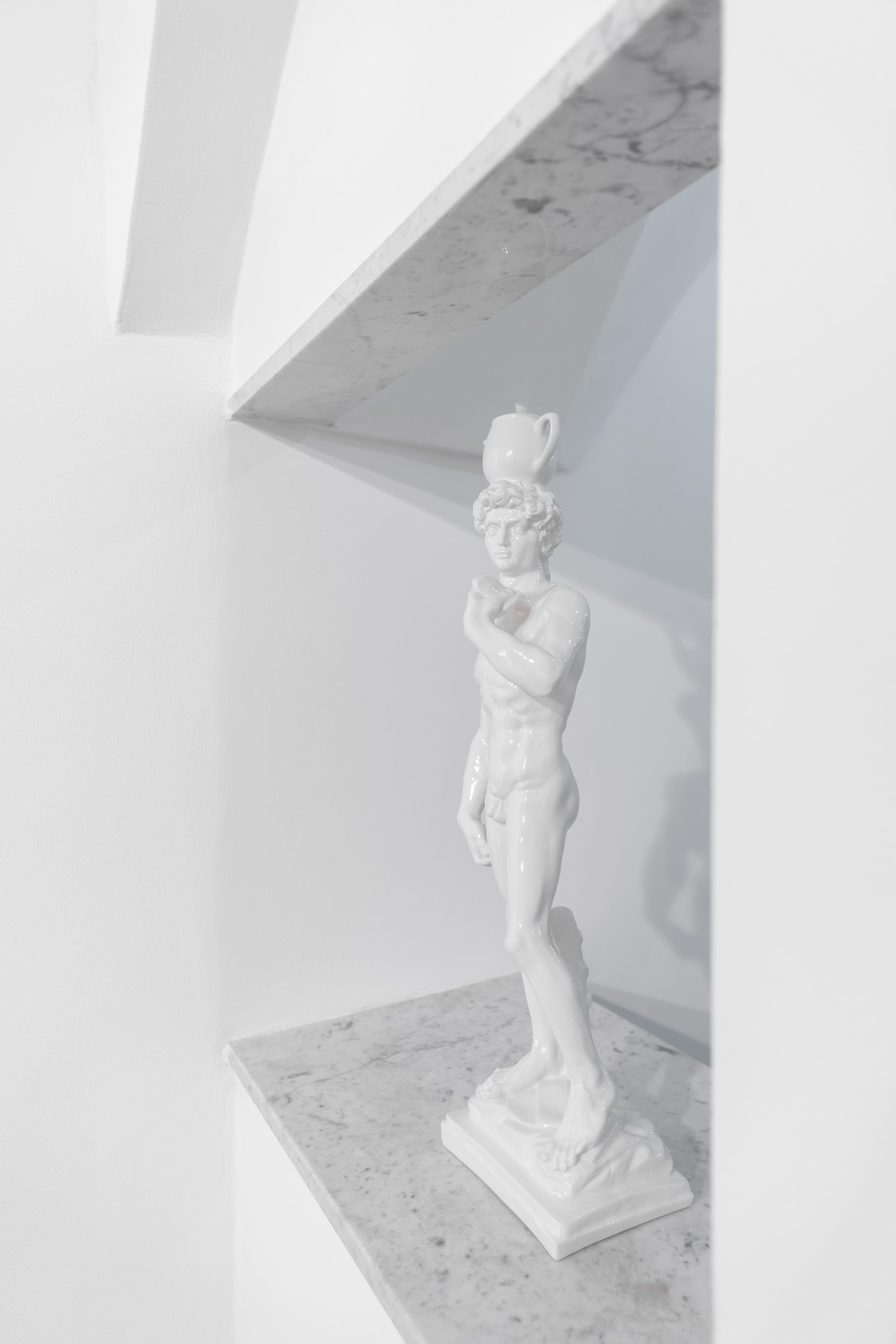 Renaissance Michelangelo David Ceramic Sculpture by Andrea Salvatori, Italy, Contemporary For Sale