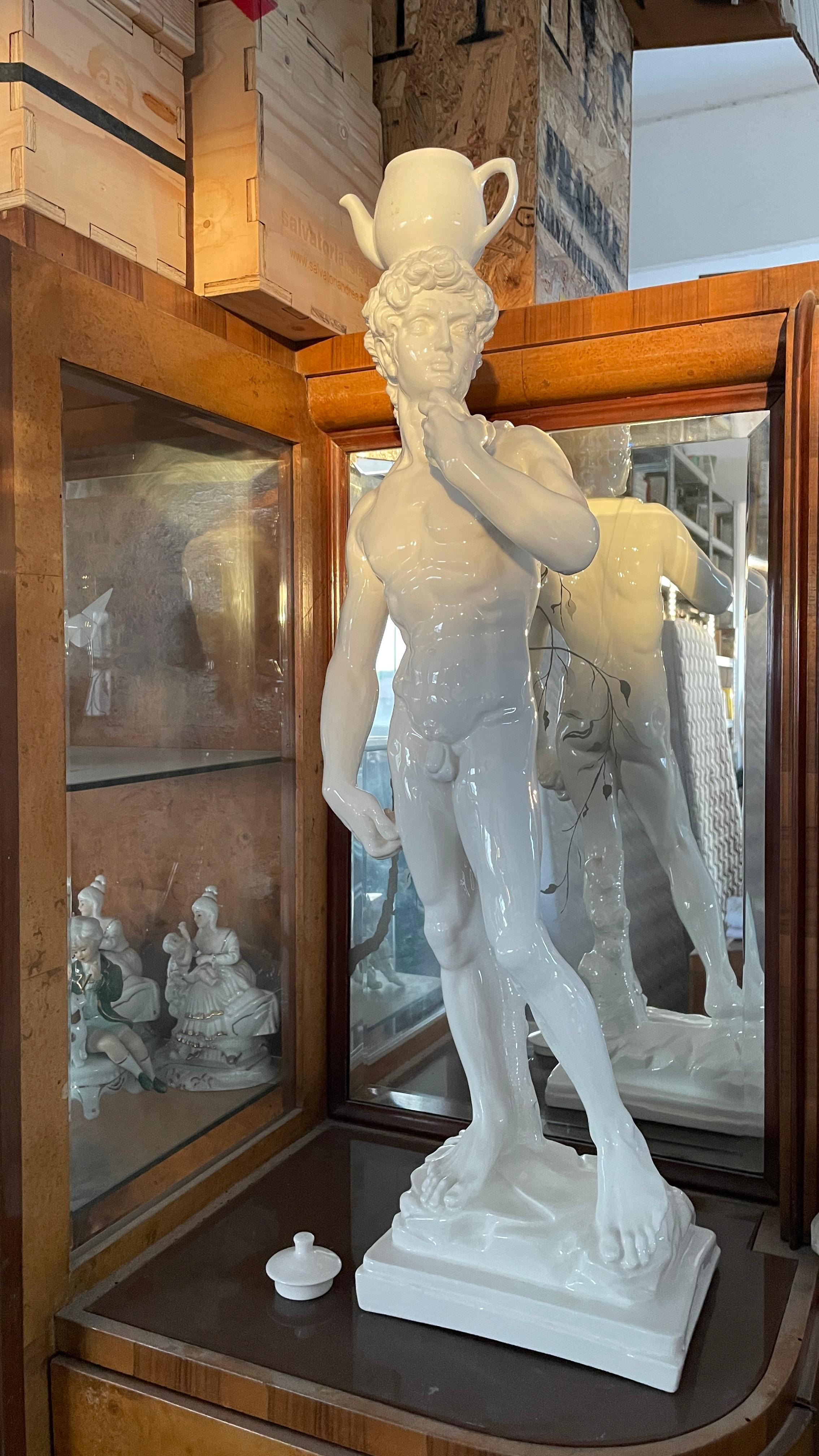Italian Michelangelo David Ceramic Sculpture by Andrea Salvatori, Italy, Contemporary For Sale