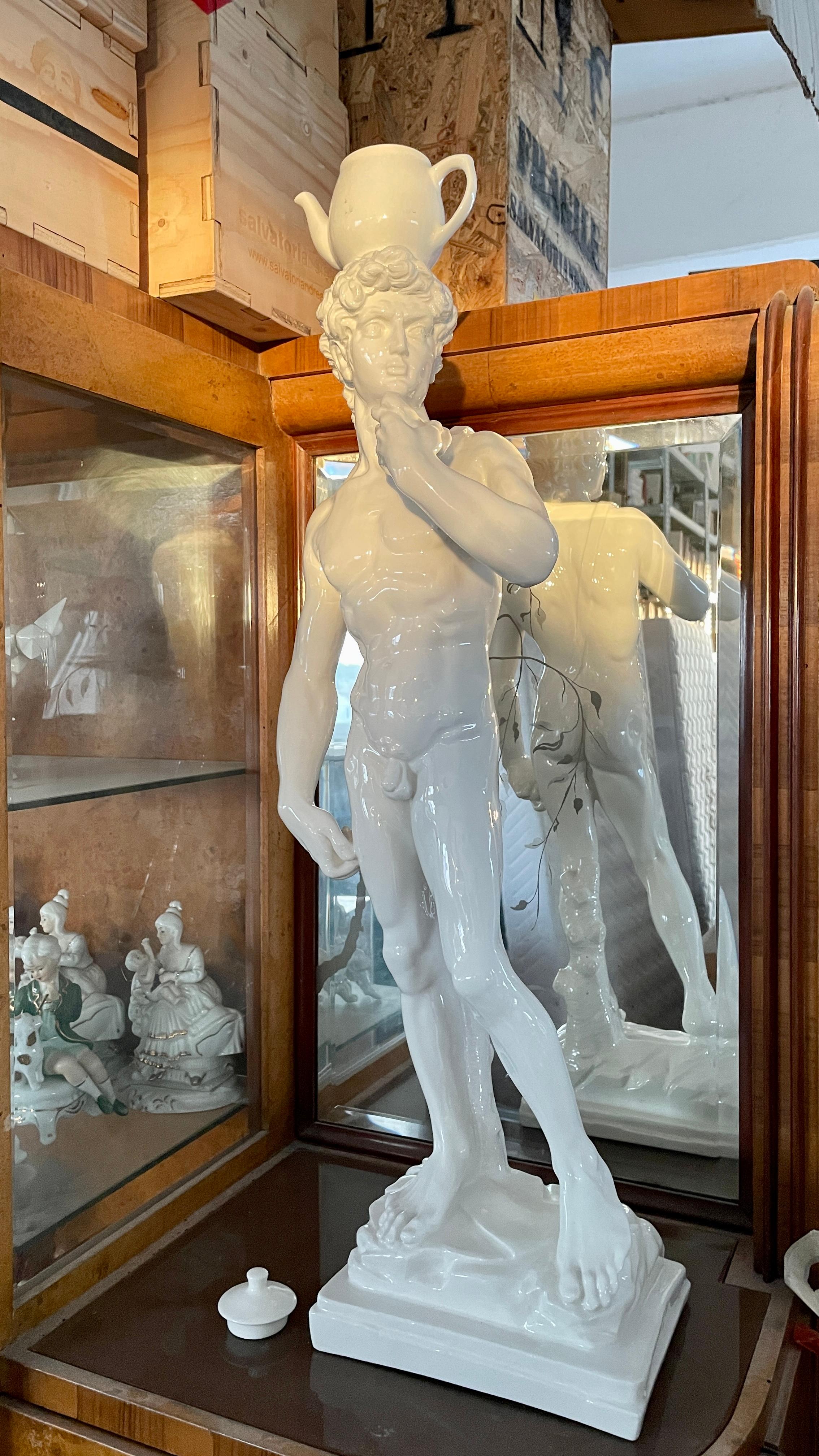 Glazed Michelangelo David Ceramic Sculpture by Andrea Salvatori, Italy, Contemporary For Sale