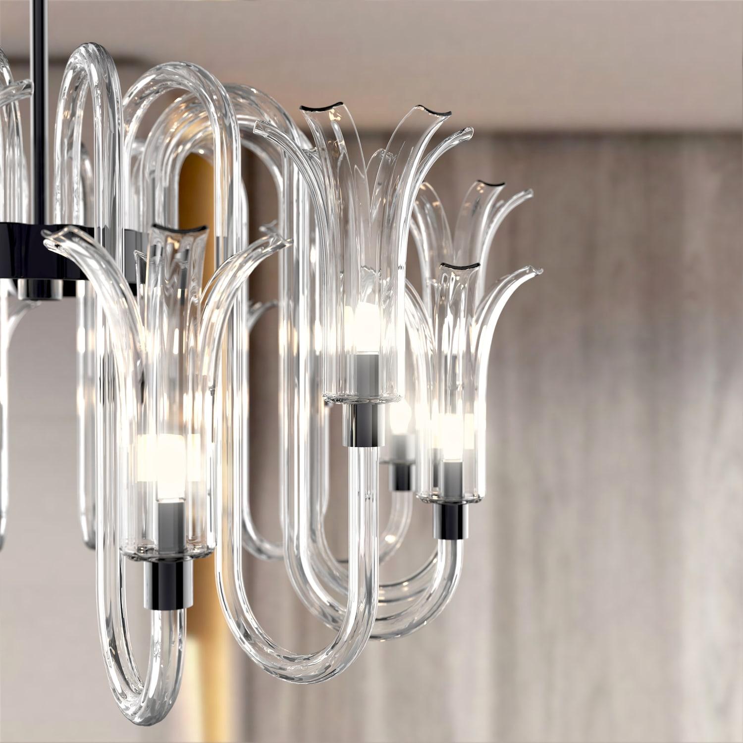 MICHELANGELO Lampadario Design Italiano – Vetro di Murano, Fino a 16 Luci en venta 4