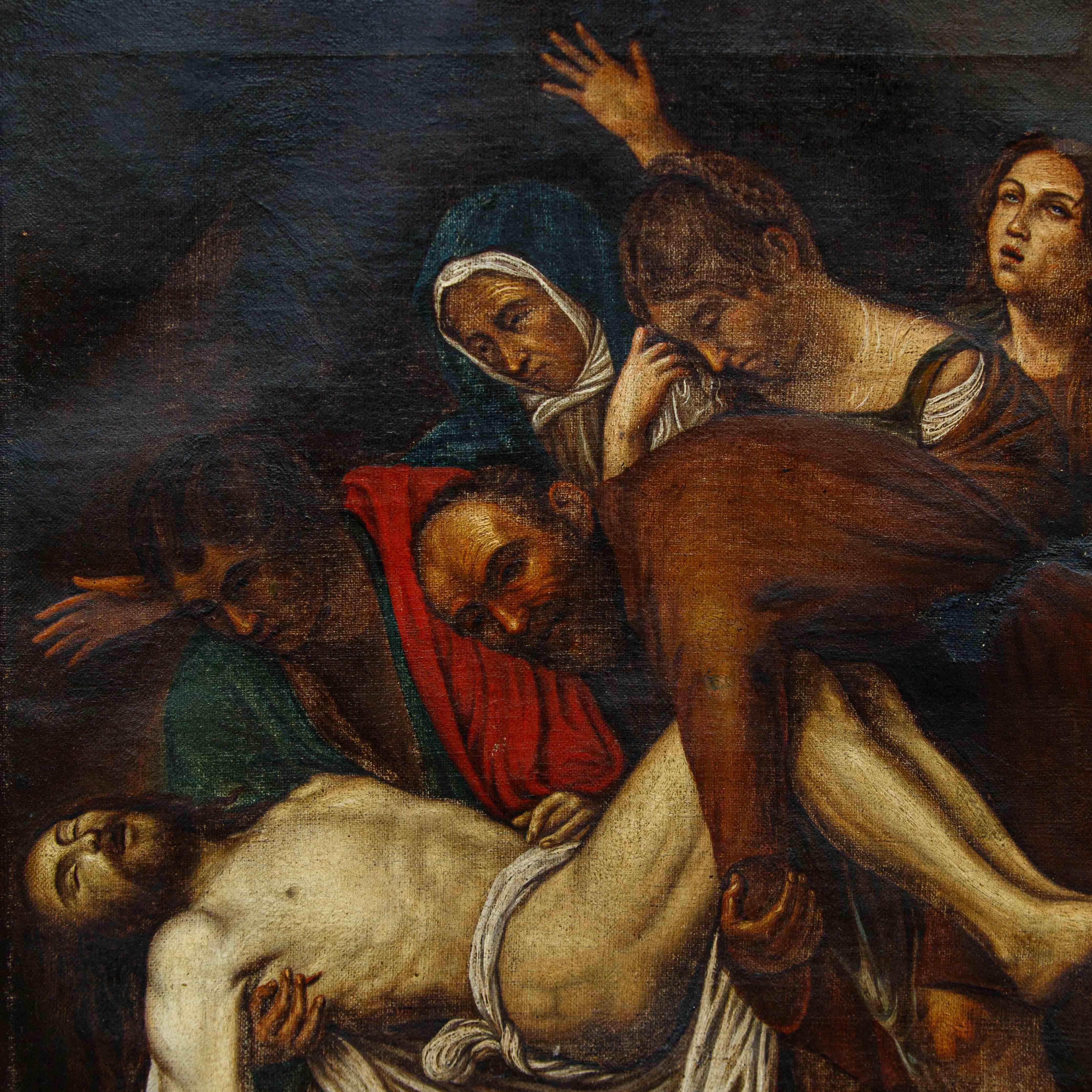 After Michelangelo Merisi, known as Caravaggio, Deposition of Christ - Painting by Michelangelo Merisi da Caravaggio