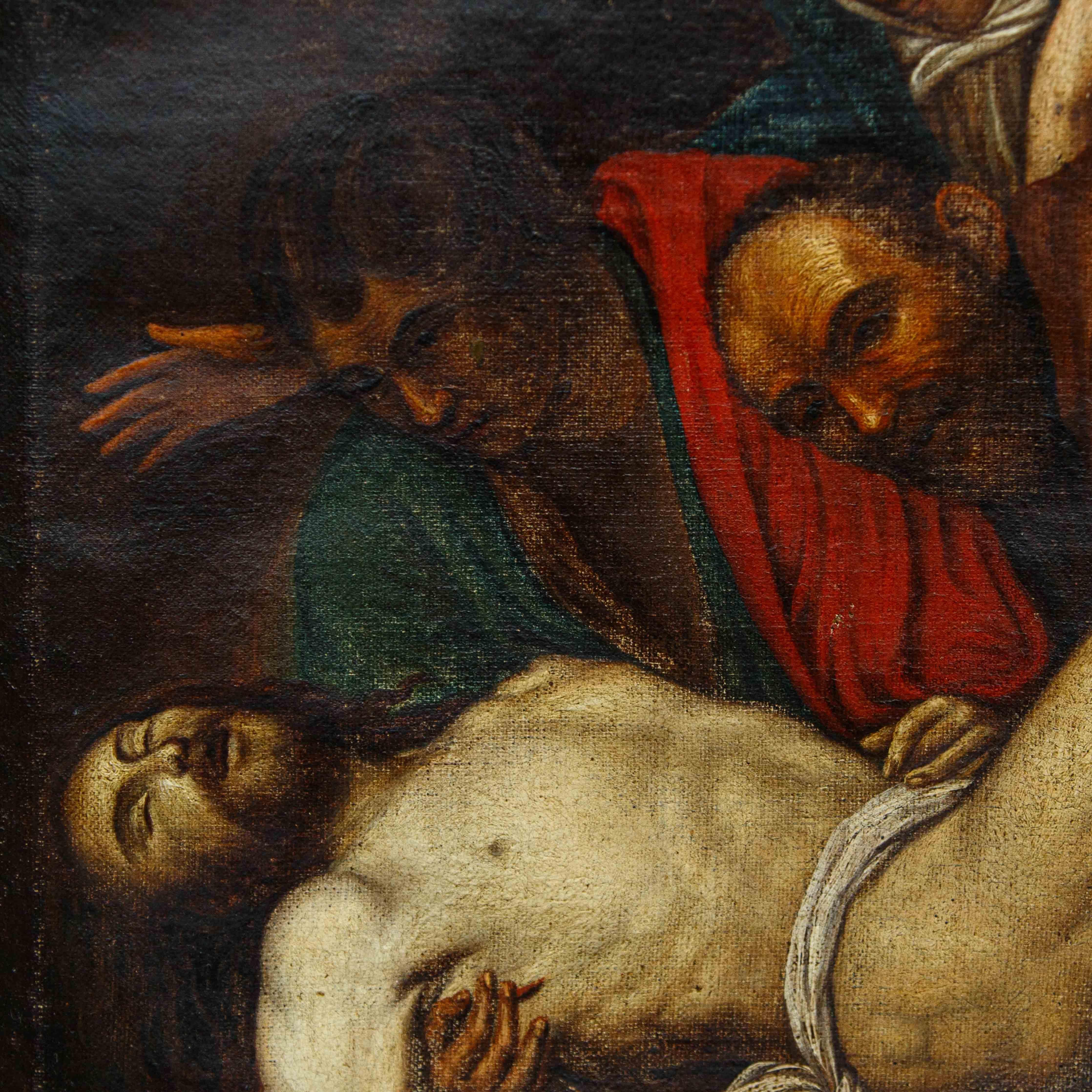 After Michelangelo Merisi, known as Caravaggio, Deposition of Christ - Other Art Style Painting by Michelangelo Merisi da Caravaggio