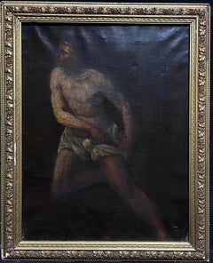 Early 17th Century Italian Old Master Semi Nude Man with Dagger oil painting