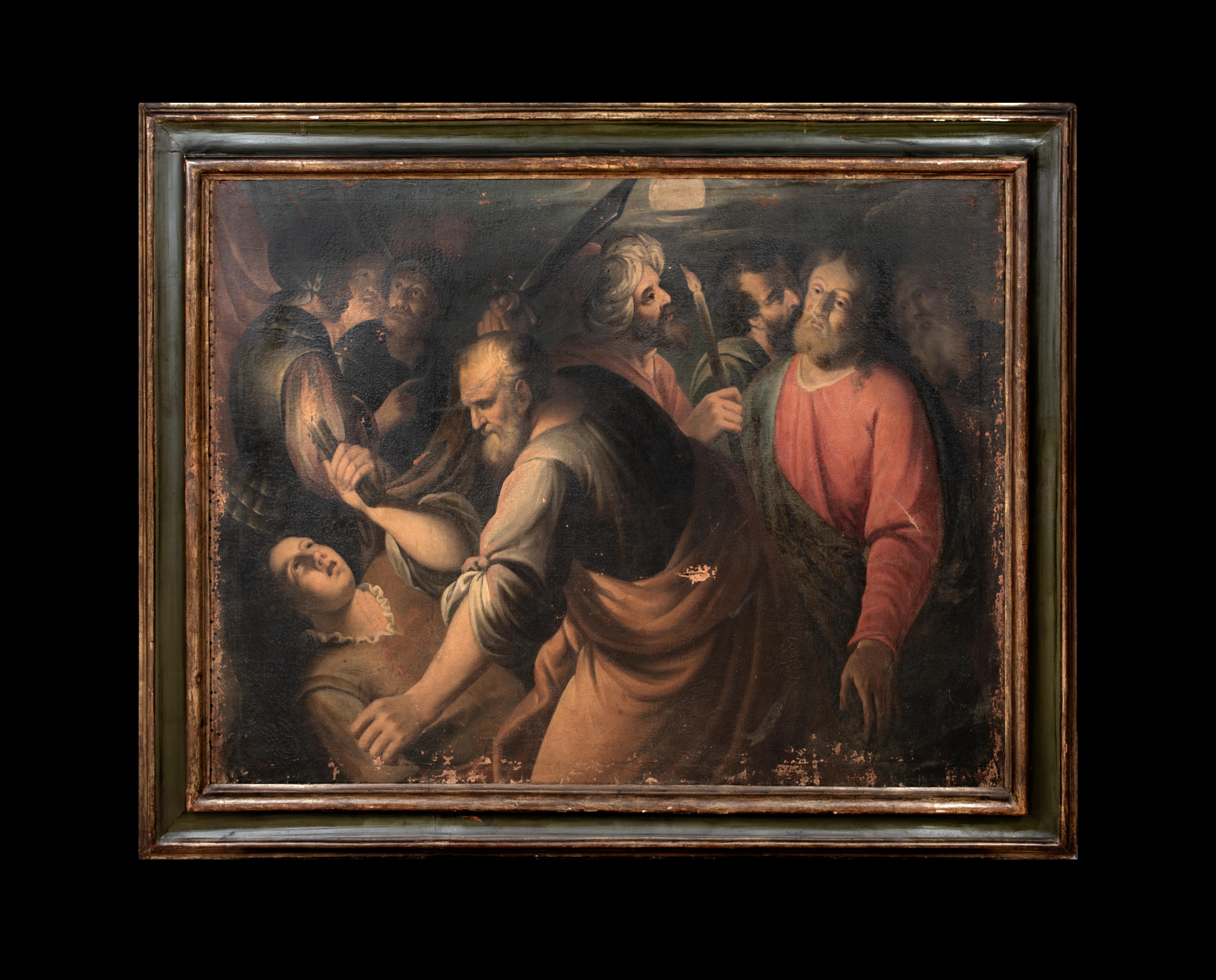 Saint Peter schneidet das Ohr des Malchus, 17. Jahrhundert  Schule von CARAVAGGIO – Painting von Michelangelo Merisi da Caravaggio
