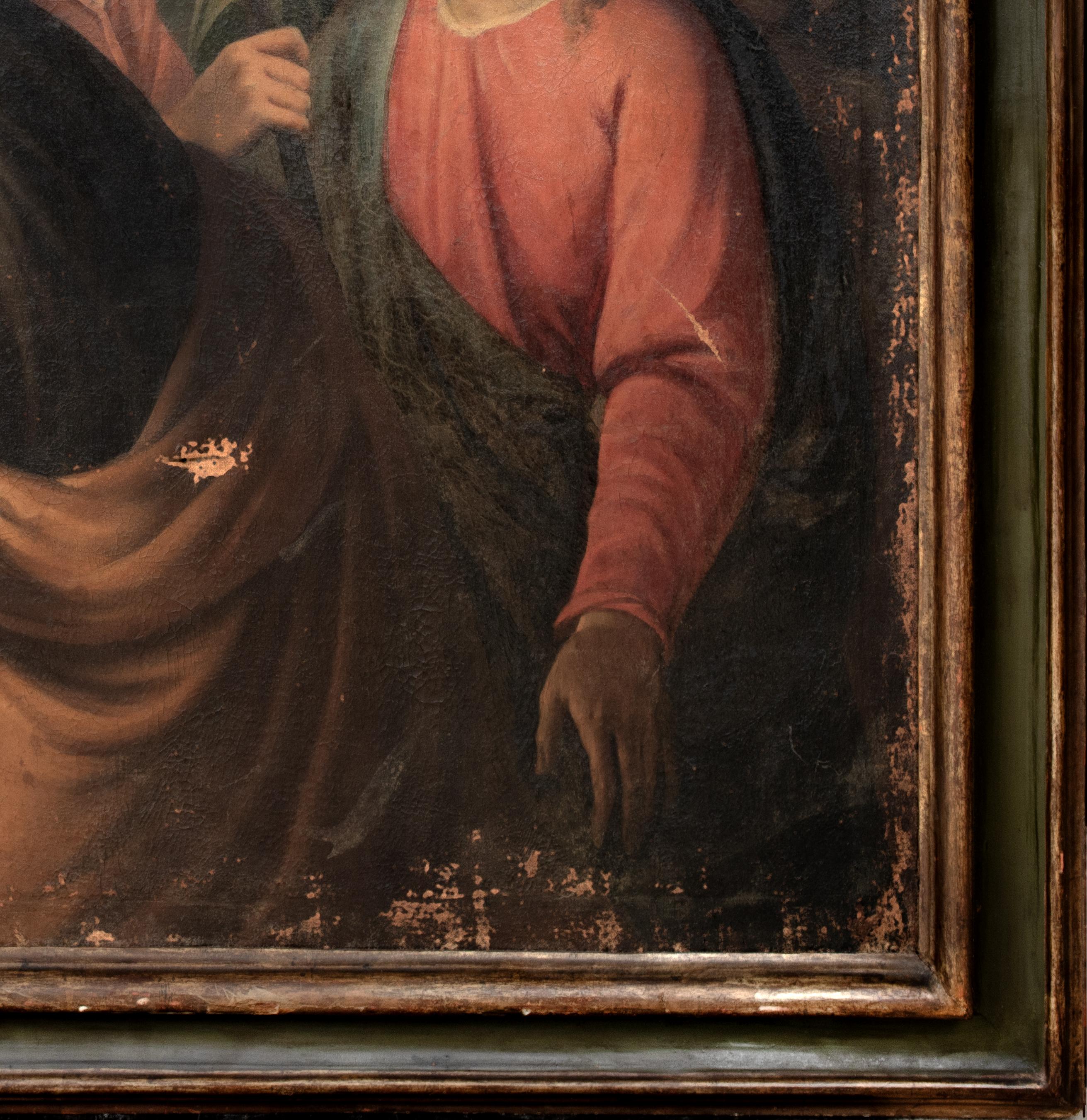 Saint Peter schneidet das Ohr des Malchus, 17. Jahrhundert

Schule von CARAVAGGIO (1571-1610)

Große italienische Altmeisterdarstellung aus dem 17. Jahrhundert: Der heilige Petrus schneidet dem Malchus das Ohr ab, Öl auf Leinwand. Große frühbarocke