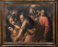 Antique Saint Peter Cutting The Ear Of Malchus, 17th Century  School of CARAVAGGIO