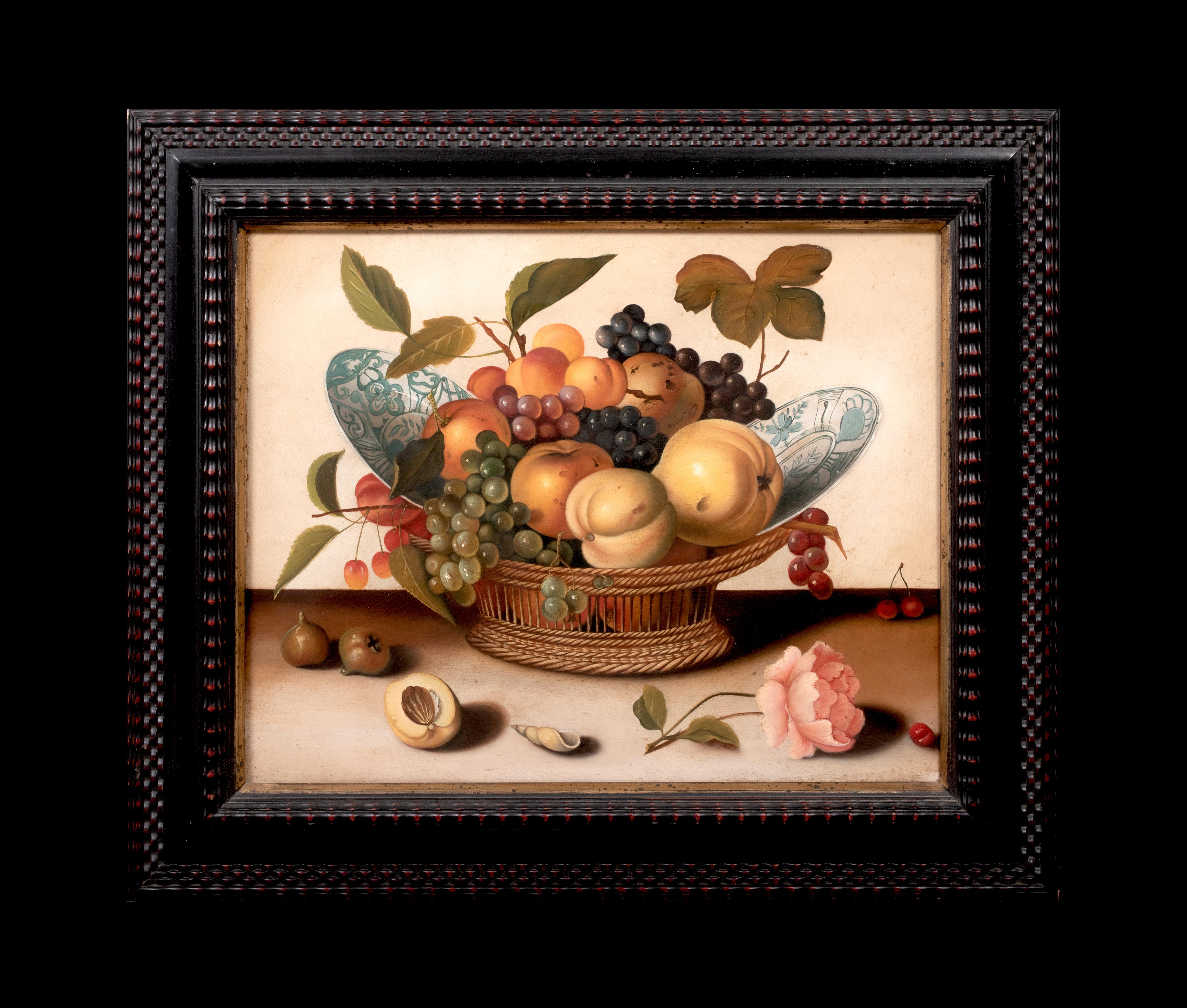 Still Life of Fruit In A Basket, 17th Century follower of Caravaggio (1571-1610) - Painting by Michelangelo Merisi da Caravaggio