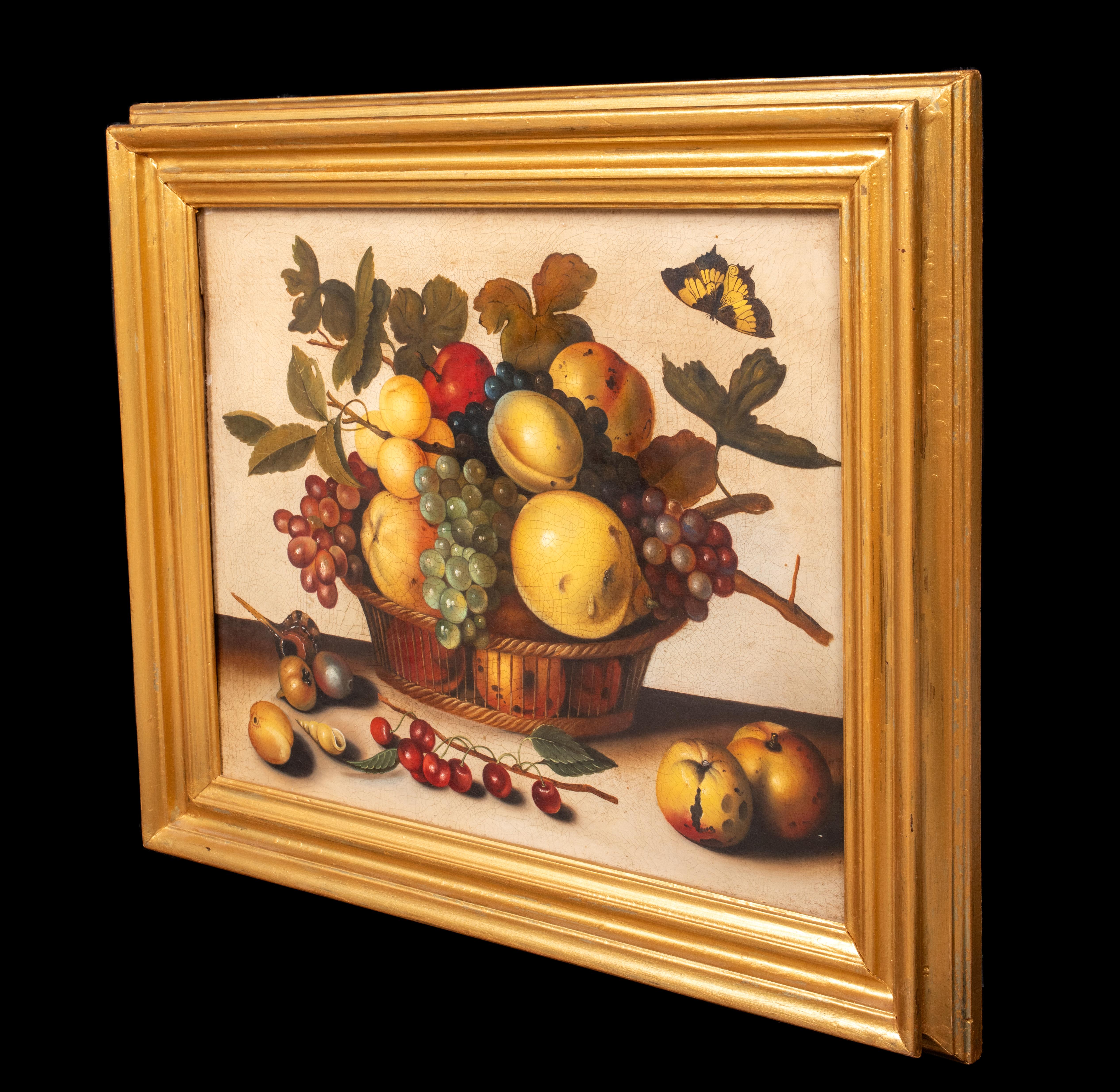 Nature morte aux fruits dans une corbeille, 17e siècle, suiveur du Caravaggio (1571-1610) 2