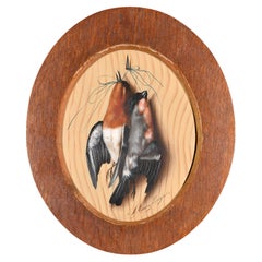 Michelangelo Meucci (1840–1909) Trompe l'Oeil Still Life of Hanging Songbirds