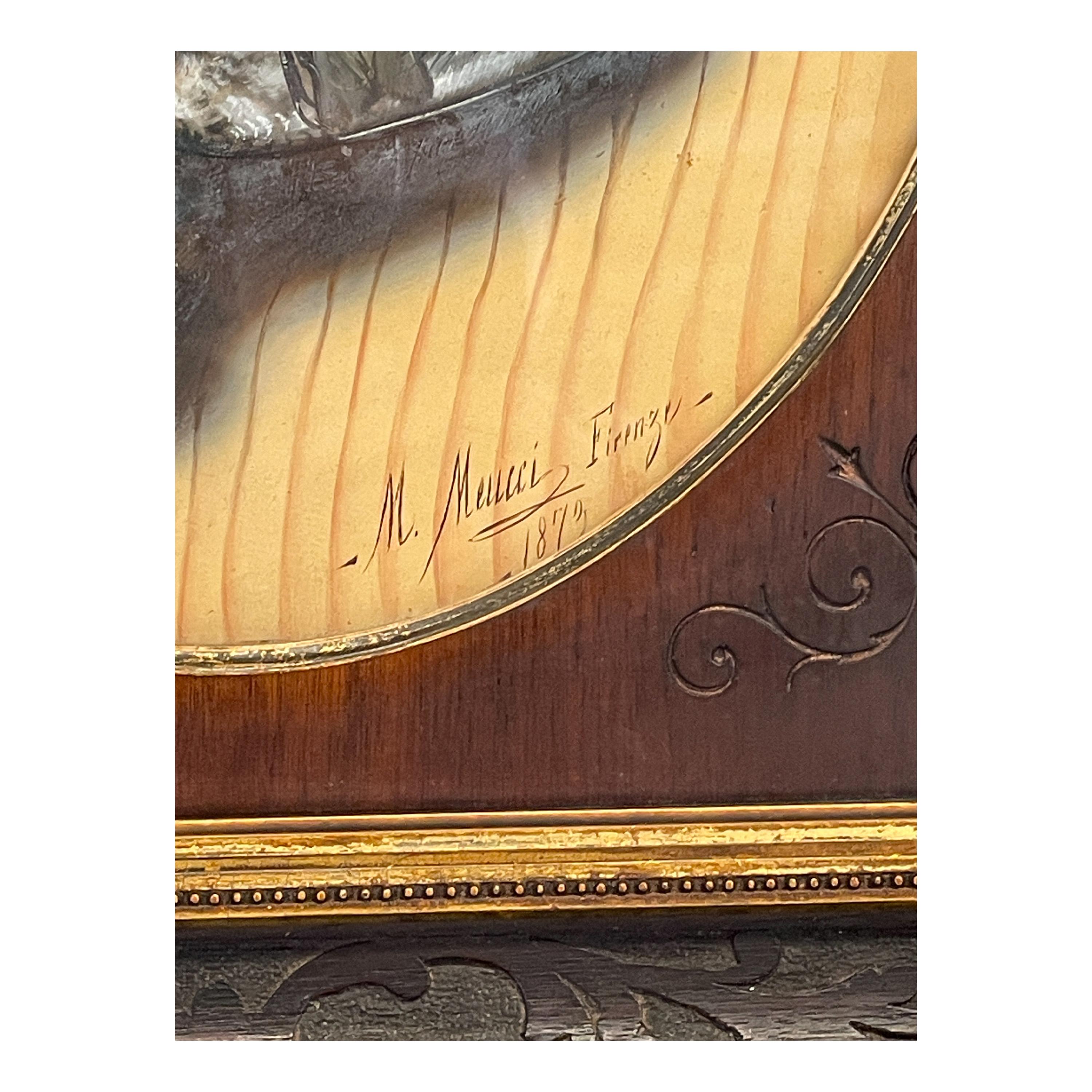 Pair Italian Still Life Trompe-l'œil Oil Paintings Dead Birds Firenze Italy 1873 For Sale 9