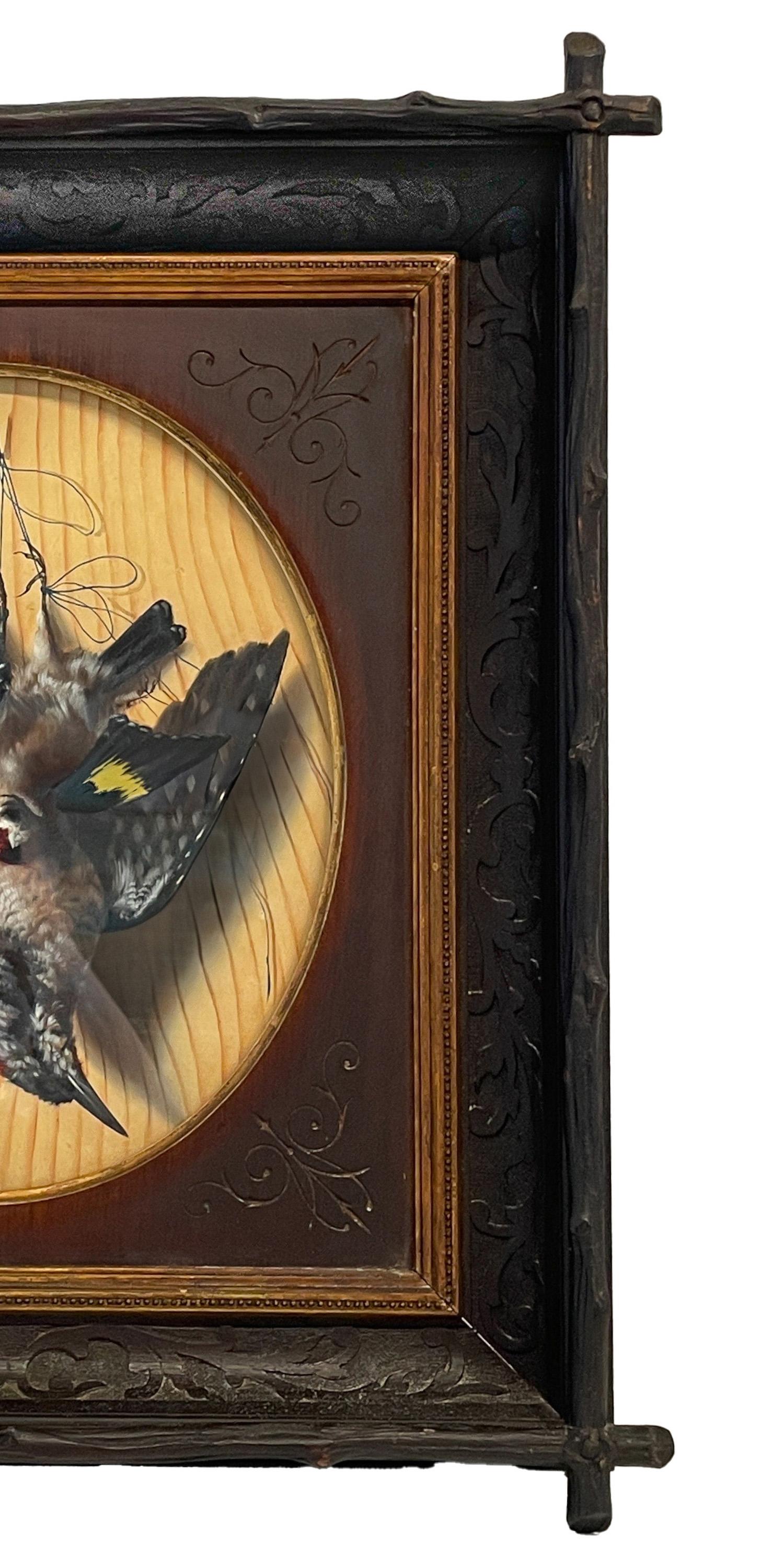 Pair Italian Still Life Trompe-l'œil Oil Paintings Dead Birds Firenze Italy 1873 For Sale 6