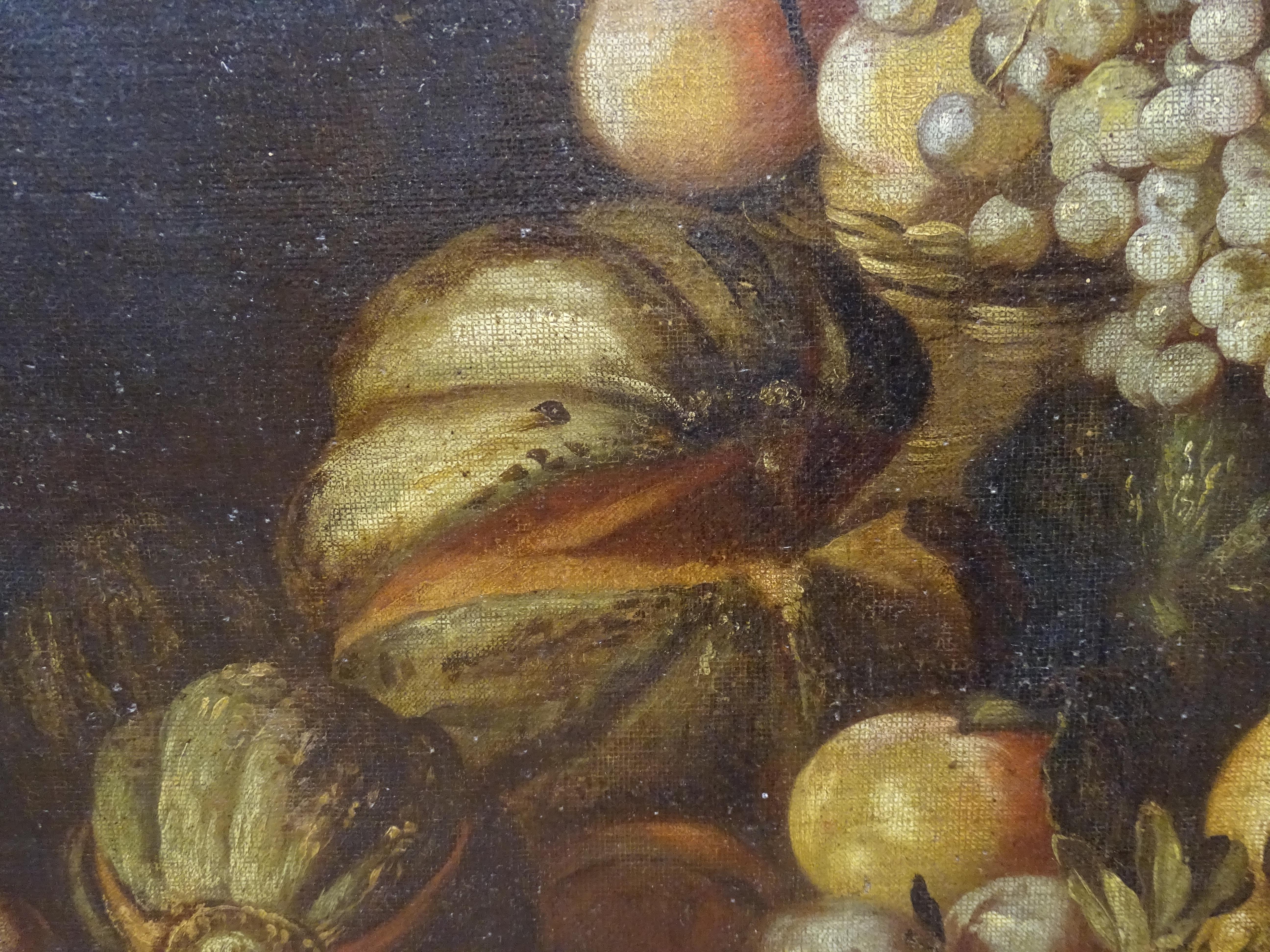 17th Century Baroque Style Italian School Still Life With Figure Oil On Canvas For Sale 1