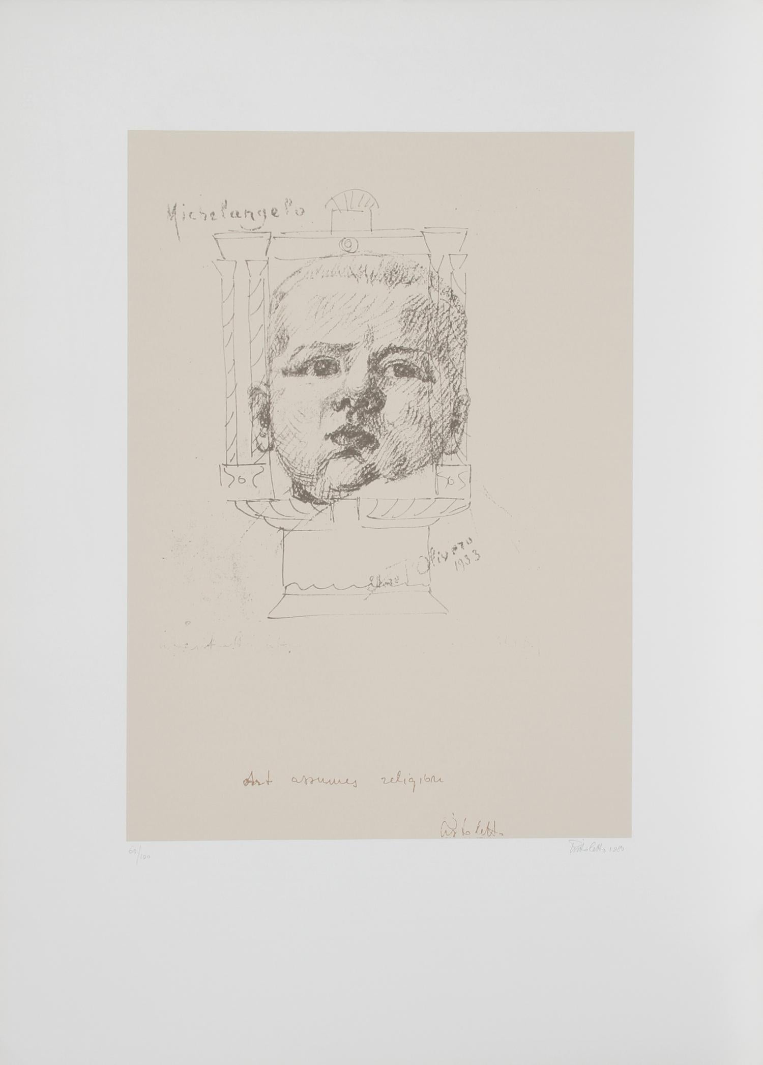 Artist: Michelangelo Pistoletto, Italian (1933 - )
Title: II from the I am Third Series
Year: 1980    
Medium: Silkscreen, signed and numbered in pencil
Edition: 100
Paper Size: 42 x 29 inches