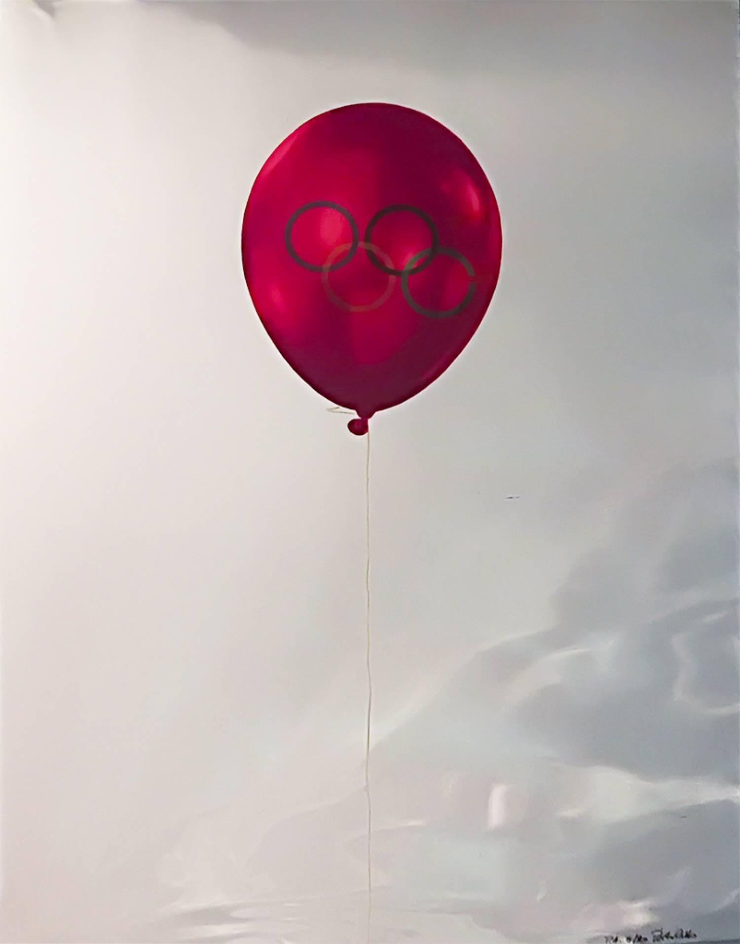Olympic Balloons – Screen Print on Aluminium by M. Pistoletto - 1984  - Gray Figurative Print by Michelangelo Pistoletto