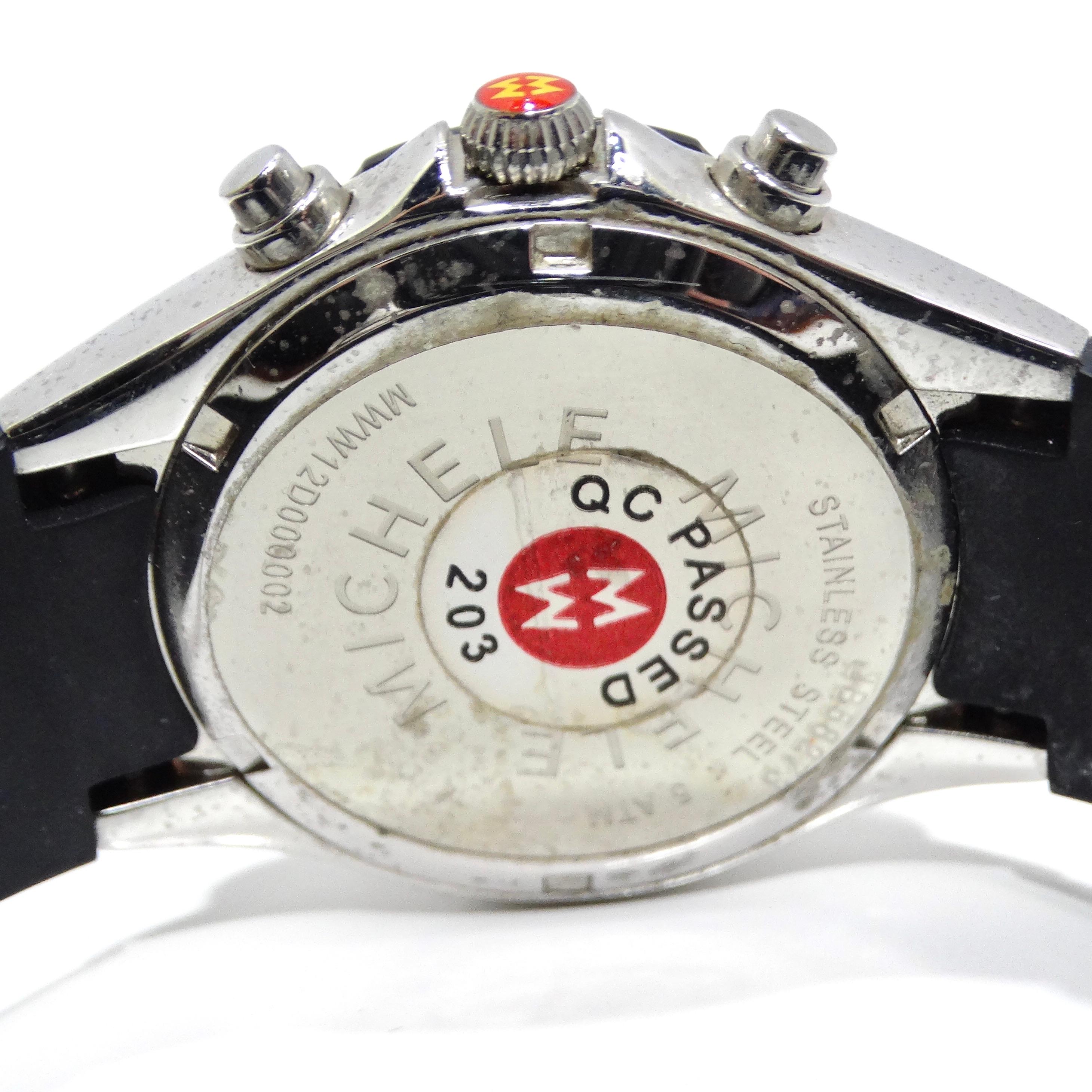 Michele 1990s Black Rubber Watch For Sale 4