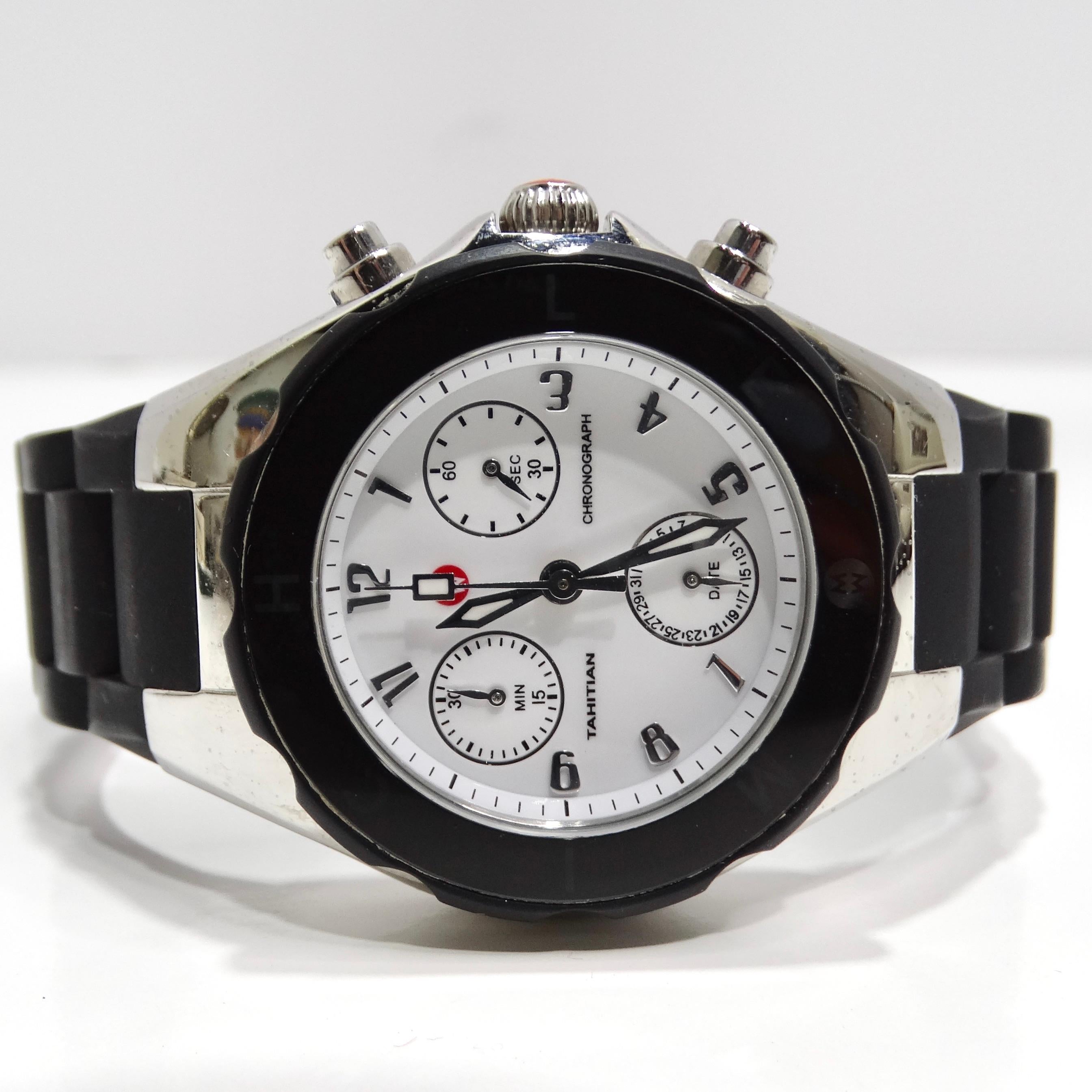 Michele 1990s Black Rubber Watch In Good Condition For Sale In Scottsdale, AZ