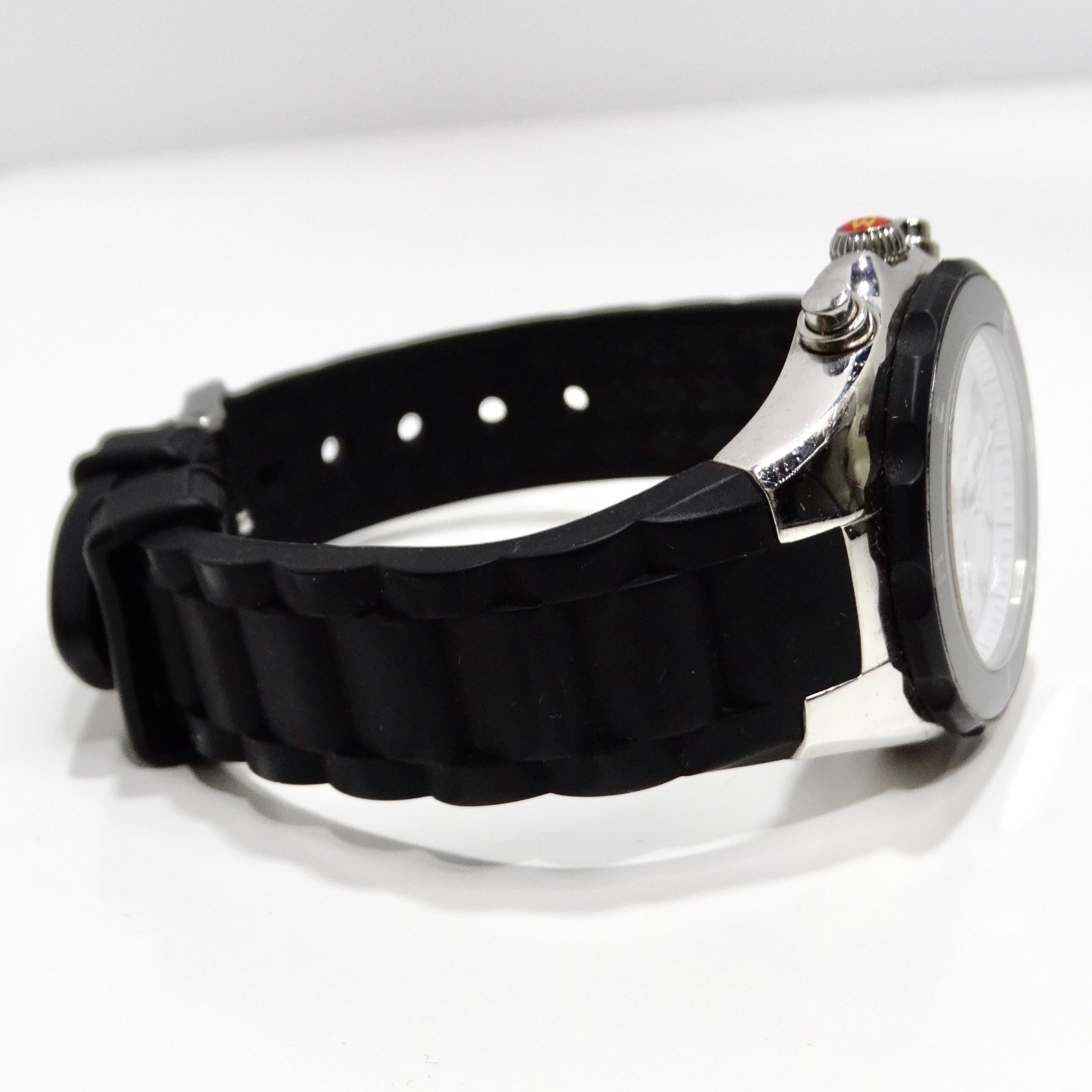 Women's or Men's Michele 1990s Black Rubber Watch For Sale