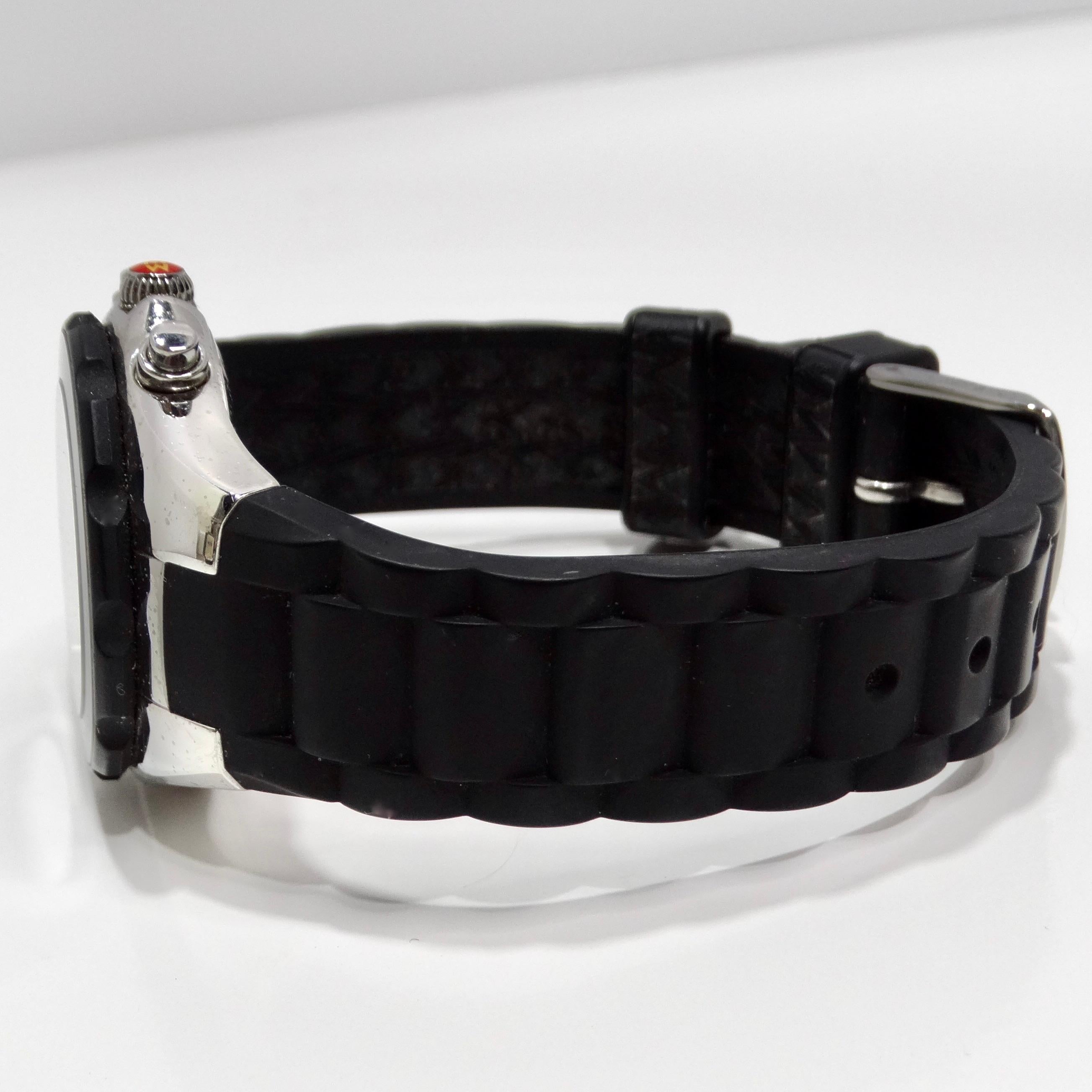 Michele 1990s Black Rubber Watch For Sale 2