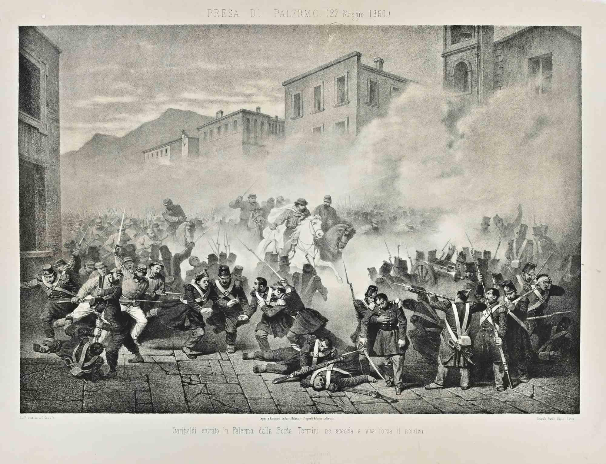 La conquête de Palerme - Lithographie de Michele et Leonardo Doyen - 1860
