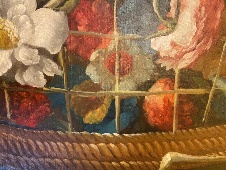 Still Life Flower Bouquet Oil on Canvas Painting For Sale at 1stDibs