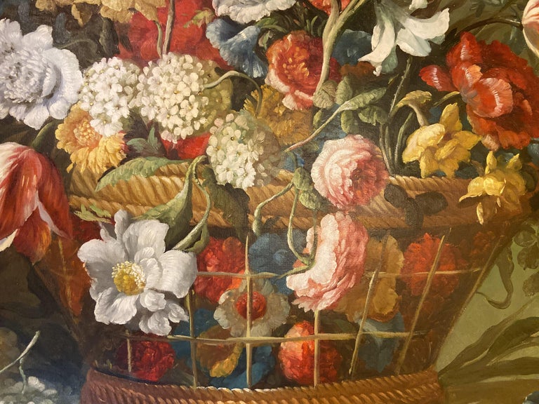 Still Life Flower Bouquet Oil on Canvas Painting For Sale at 1stDibs