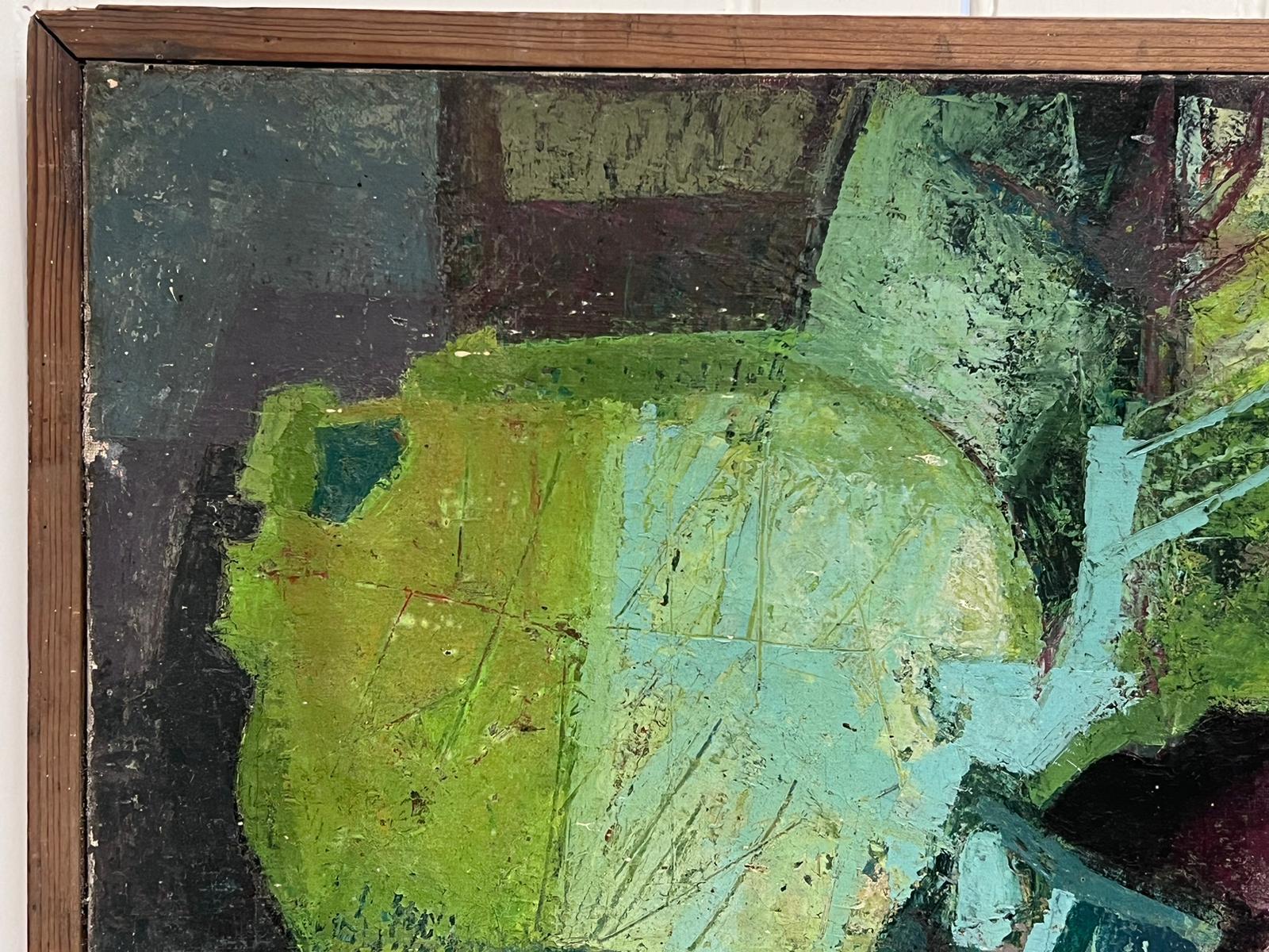 Grande dipinto ad olio cubista originale della metà del XX secolo Pomodori e forme - Painting Cubismo di Michele Bardet