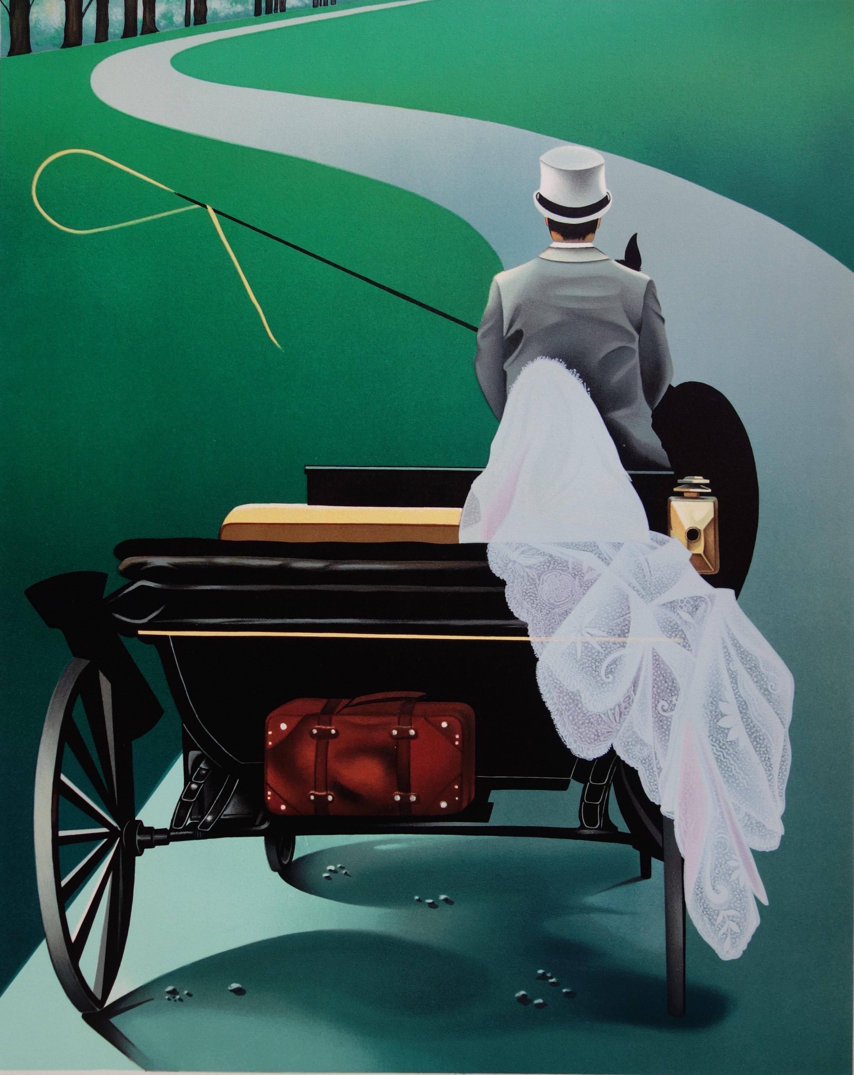 The bride - Original handsigned lithograph - Surrealist Print by Michele Battut