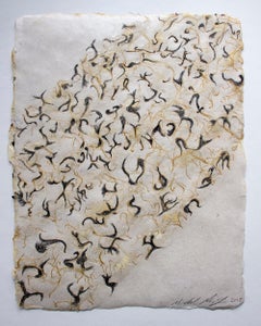 Michele Brody, Drawing Roots : Free Falling, papier fait à la main avec racines de flanelle