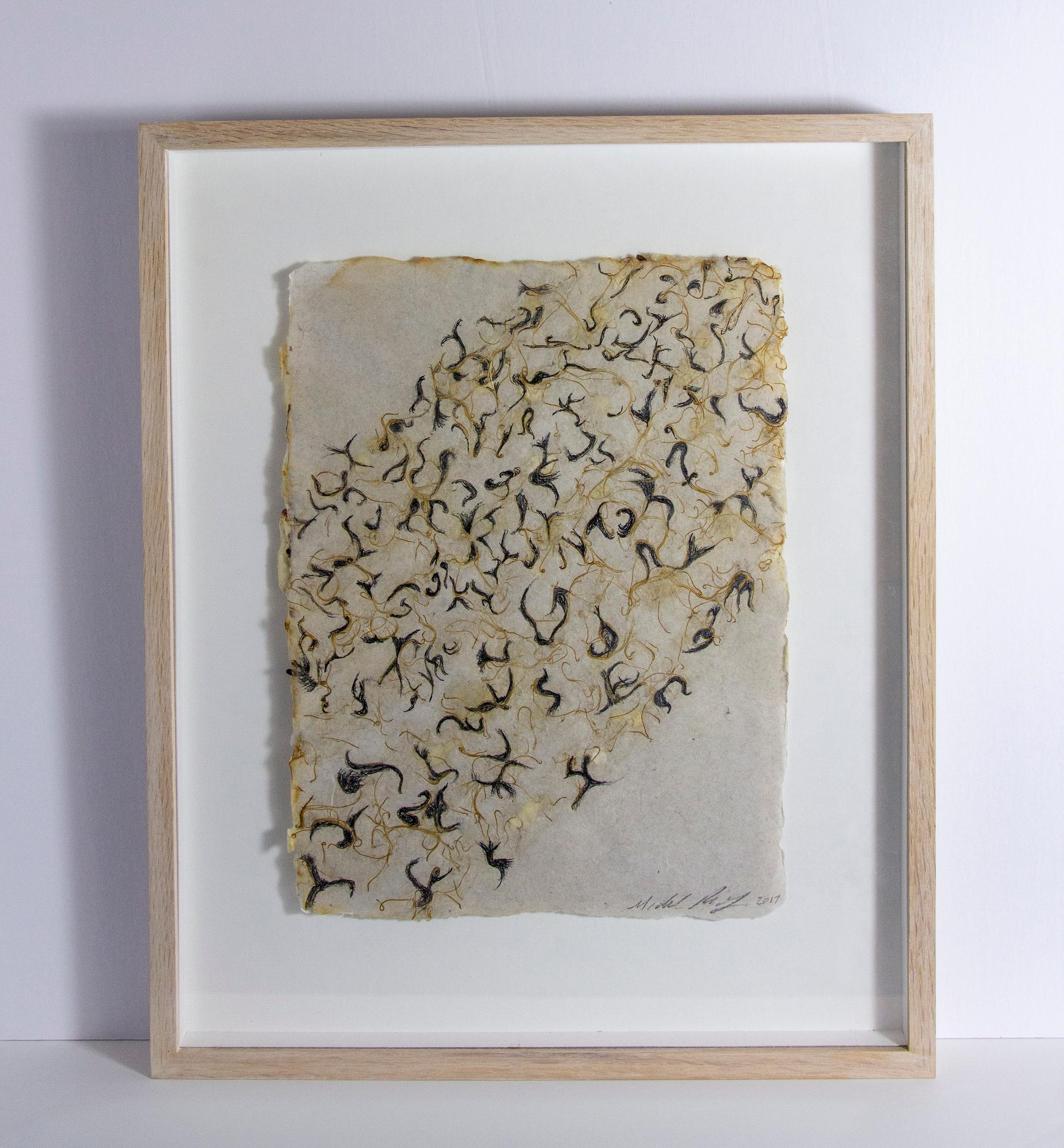 Michele Brody, Drawing Roots: Free Falling, Handmade Paper with Flax Roots