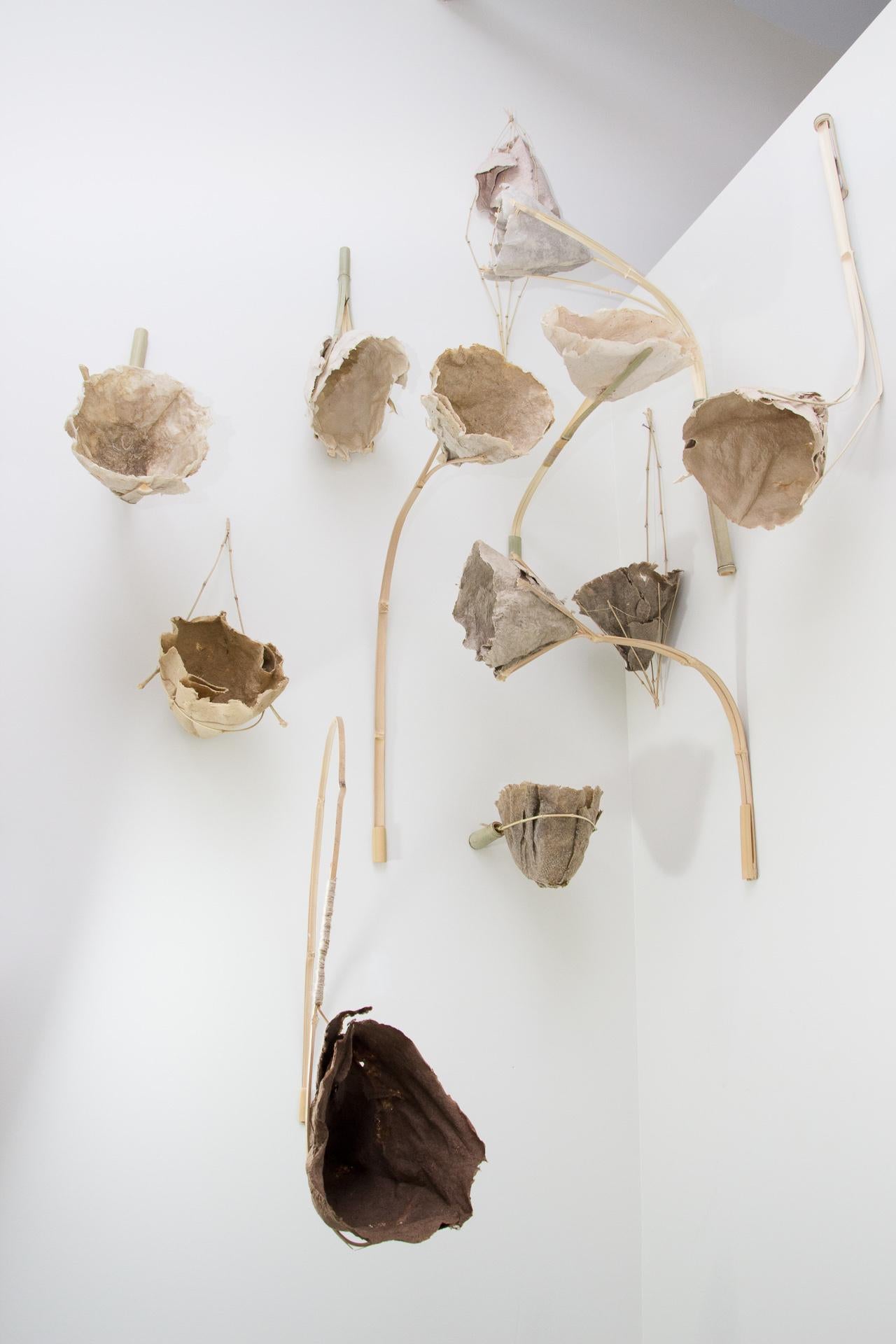 Michele Brody, Re-Blooms, installation, papier coulé à la main, bambou, 8'h x 5'w x 3'd