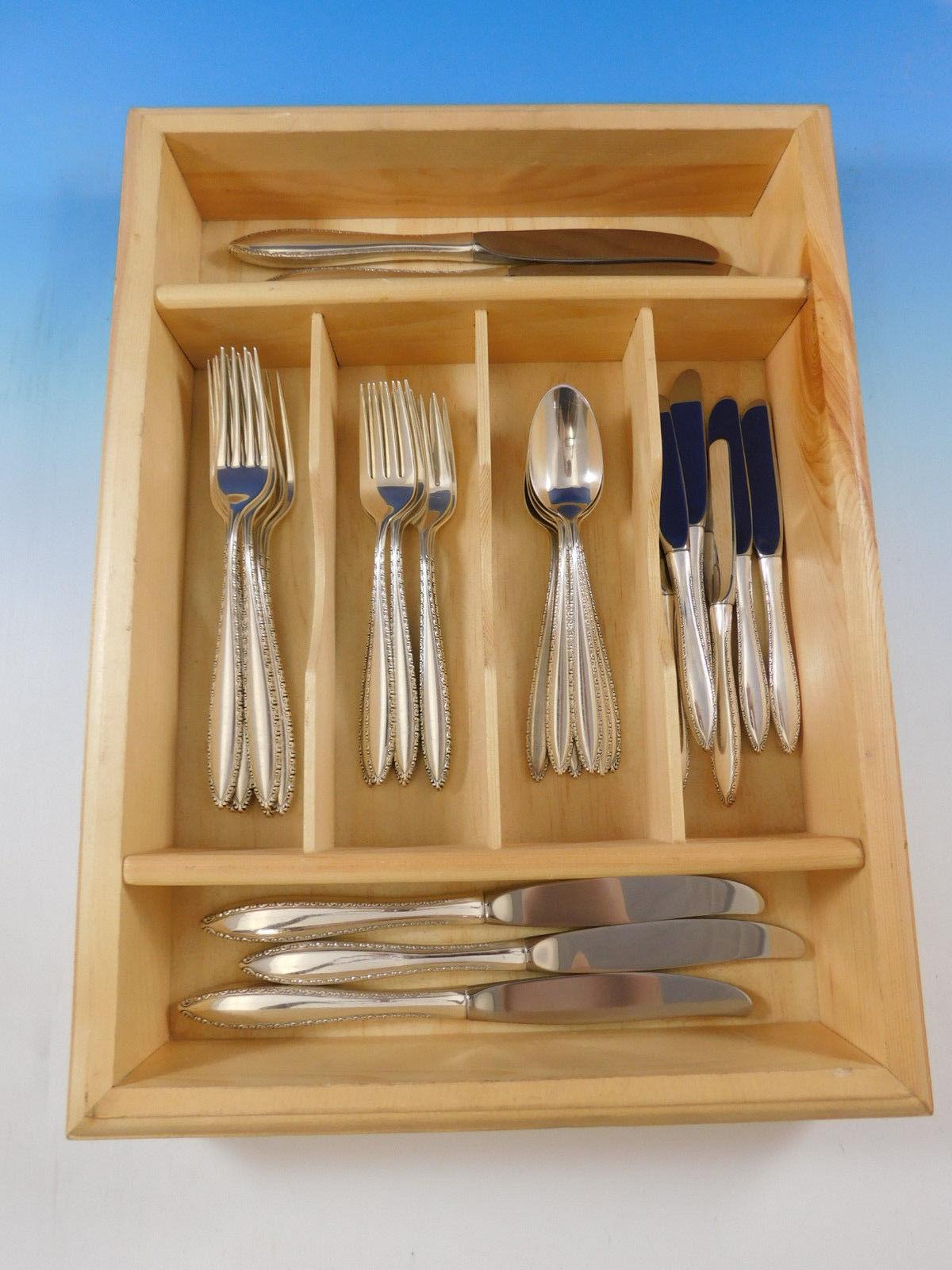 Michele by Wallace, circa 1968 sterling silver flatware set, 30 pieces. Great starter set! This set includes:

6 knives, 9