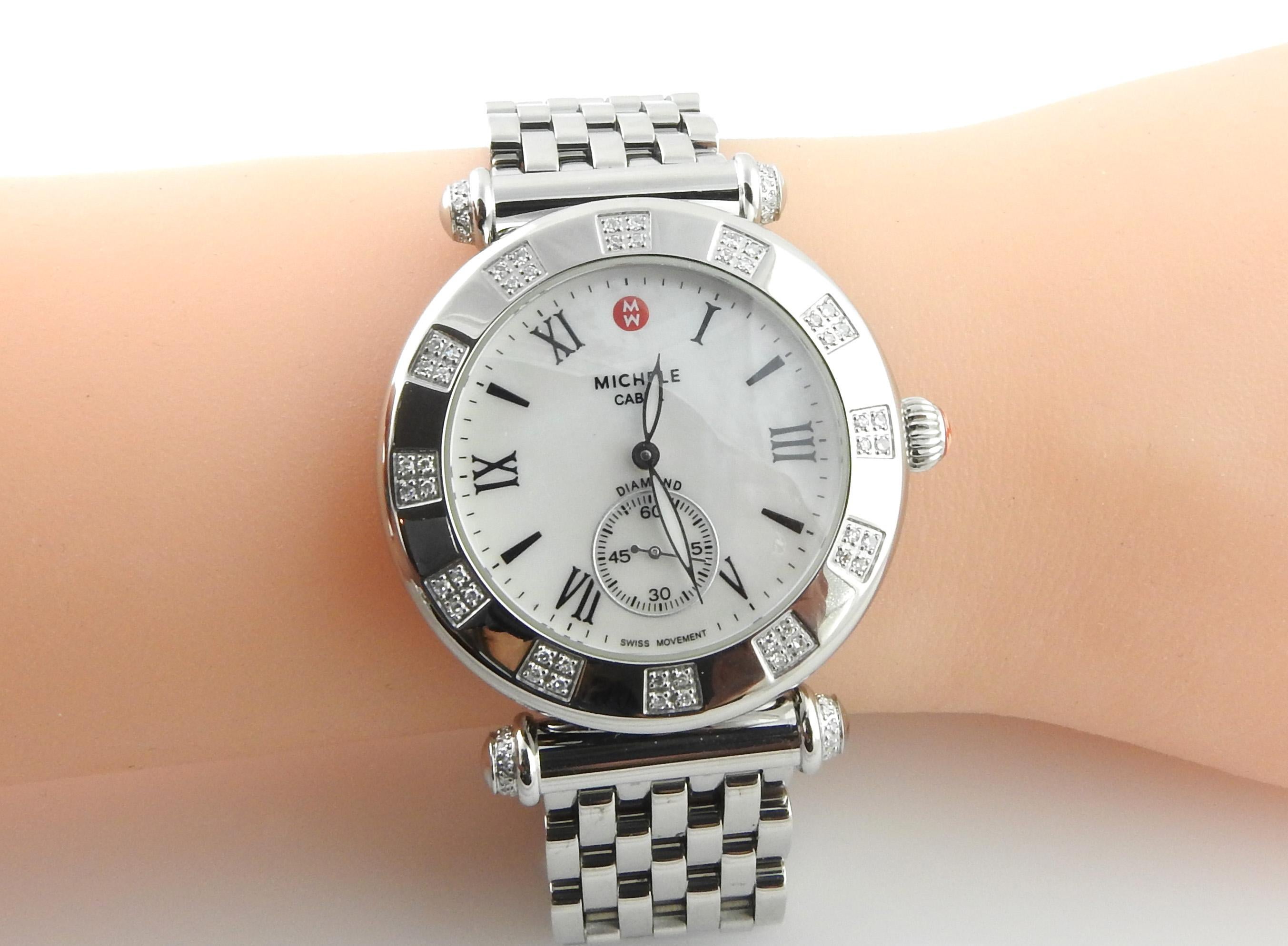 Michele Caber Diamond MOP Stainless Steel Mother of Pearl Ladies Watch MW16A01H6 2