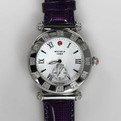 Michele Caber Mother of Pearl Dial, Diamond Bezel Stainless Steel Watch