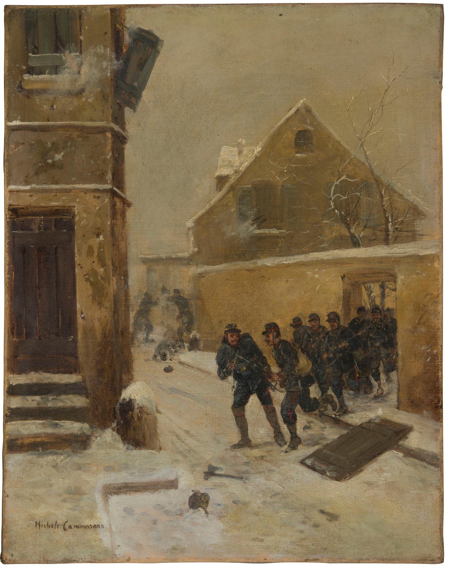 19th Century Signed Italian Military Painting Michele Cammarano For Sale 1