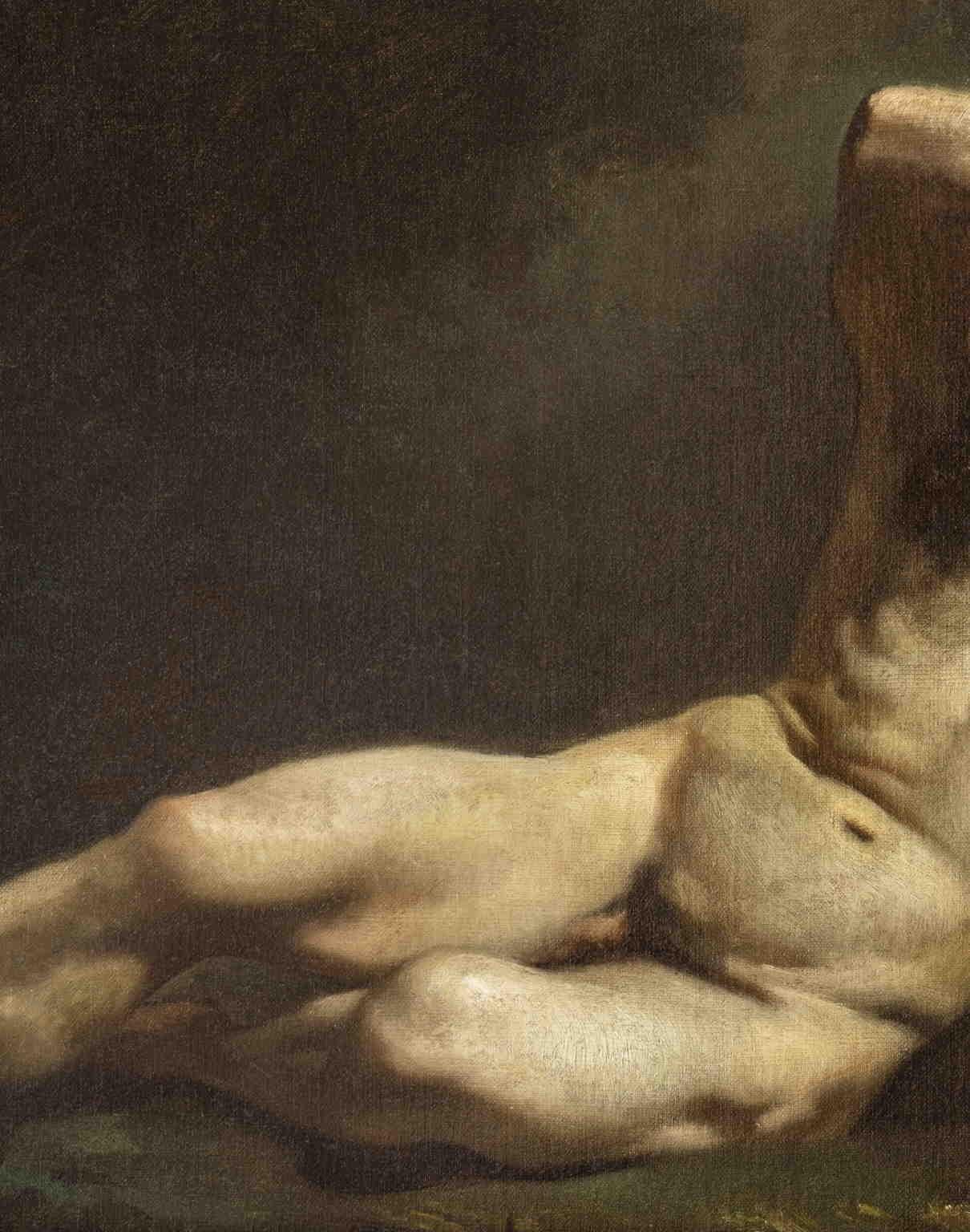 Dipinto figurativo italiano ritratto di nudo maschile del XIX secolo - Realist Painting by Michele Cammarano