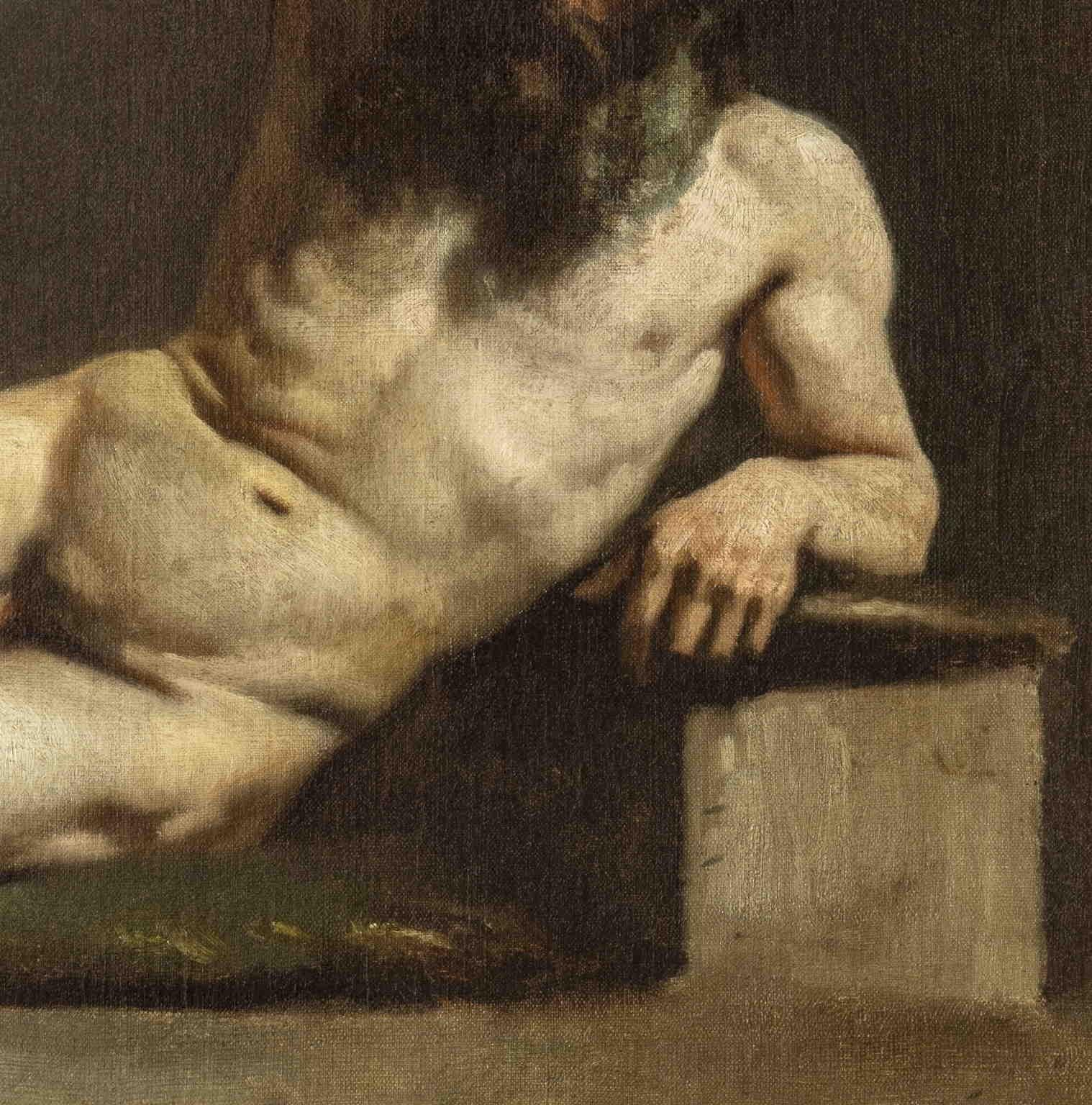 Dipinto figurativo italiano ritratto di nudo maschile del XIX secolo For Sale 1