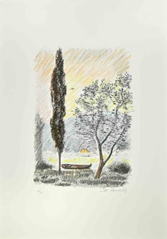 La pinède de Pescara - Lithographie de Michele Cascella - 1979