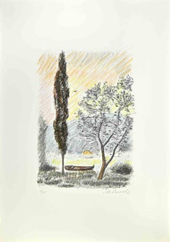 Der Kiefernwald von Pescara - Lithographie von Michele Cascella - 1979