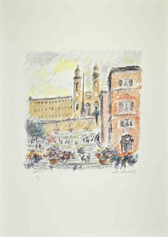 Trinità dei Monti - Lithographie de Michele Cascella - 1979