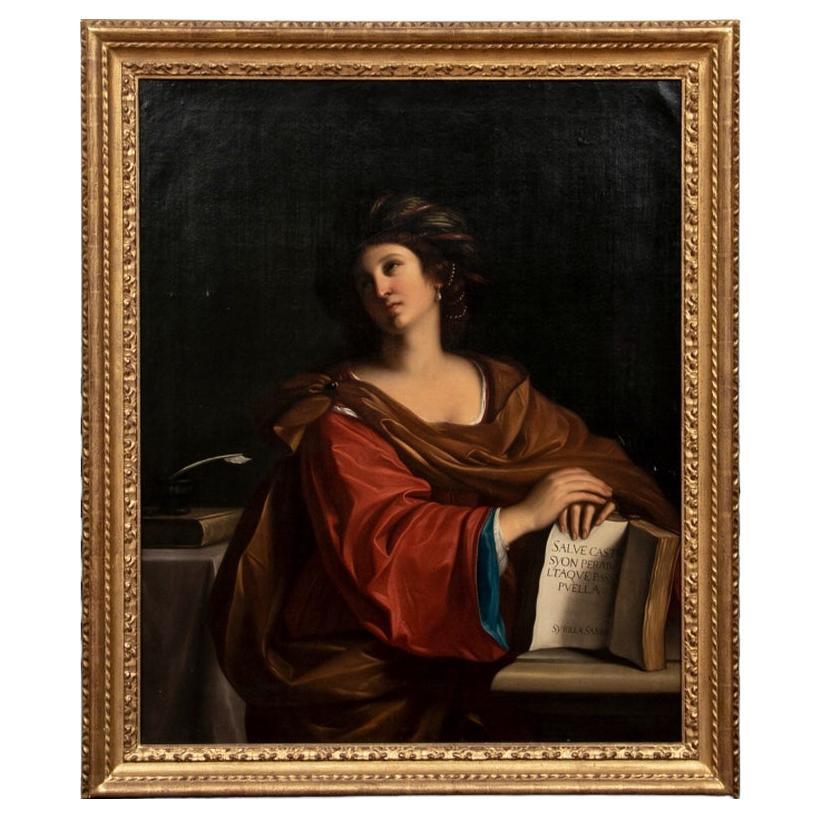 Michele Cortazzo 'Italy, 19th C.' Oil on Canvas, After Guercino's 1651 Samian Si For Sale