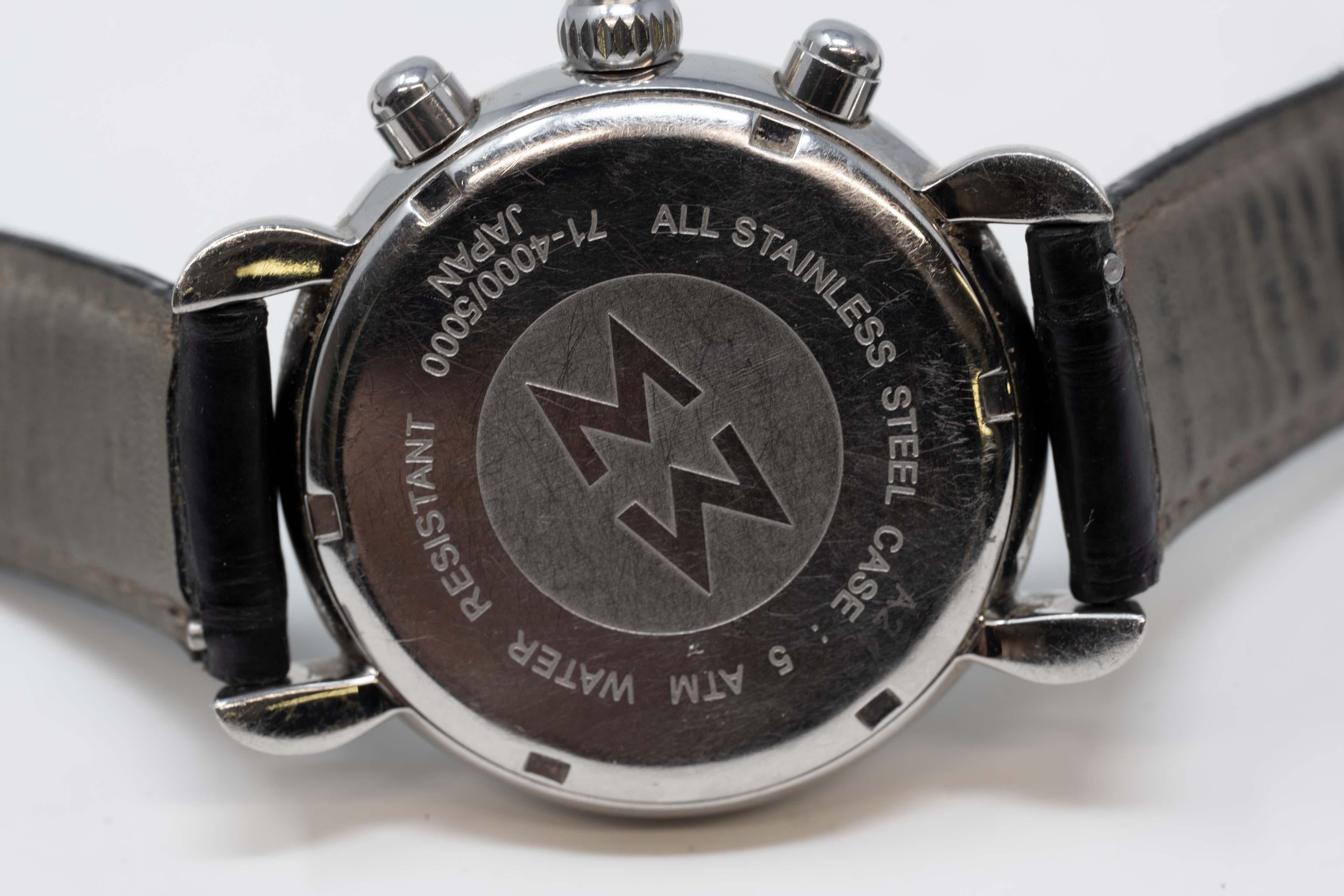 Michele CSX Bracelet chronographe en cuir et quartz avec diamants Bon état - En vente à Montreal, QC