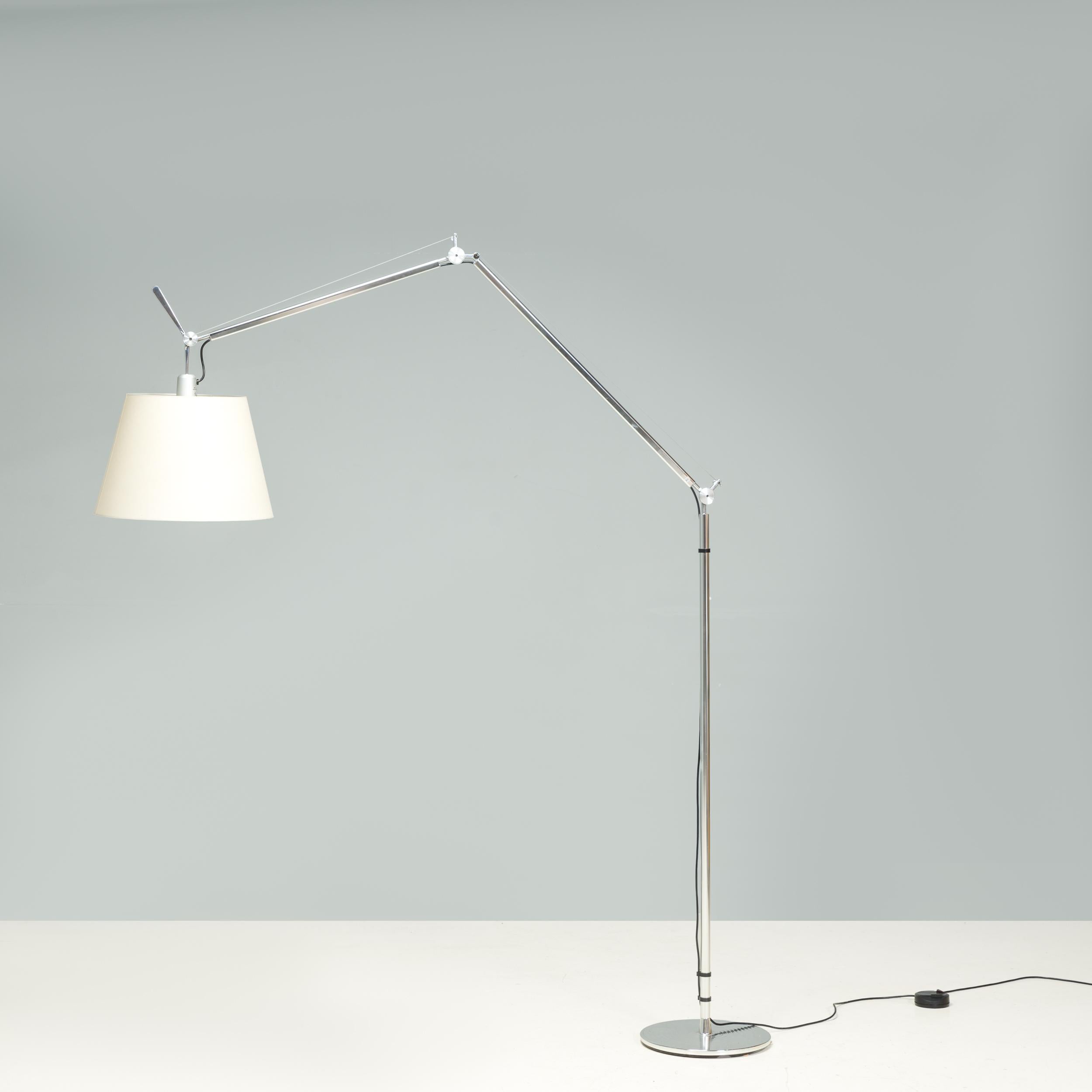 Italian Michele De Lucchi for Artemide Tolomeo Mega Silver and Cream Floor Lamp