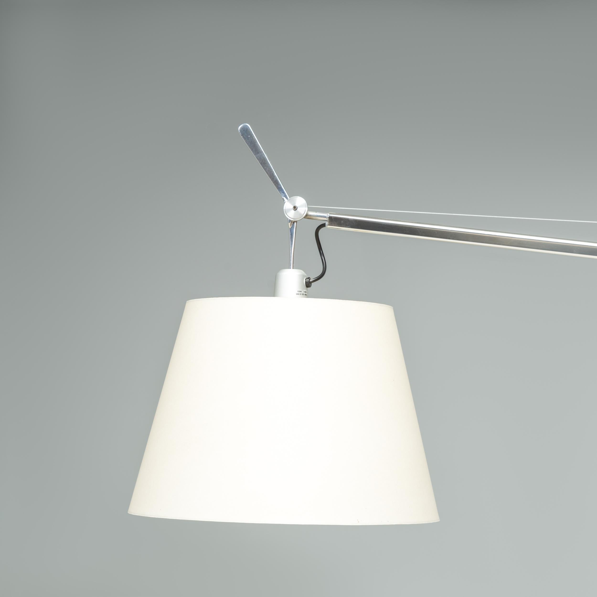 Aluminum Michele De Lucchi for Artemide Tolomeo Mega Silver and Cream Floor Lamp