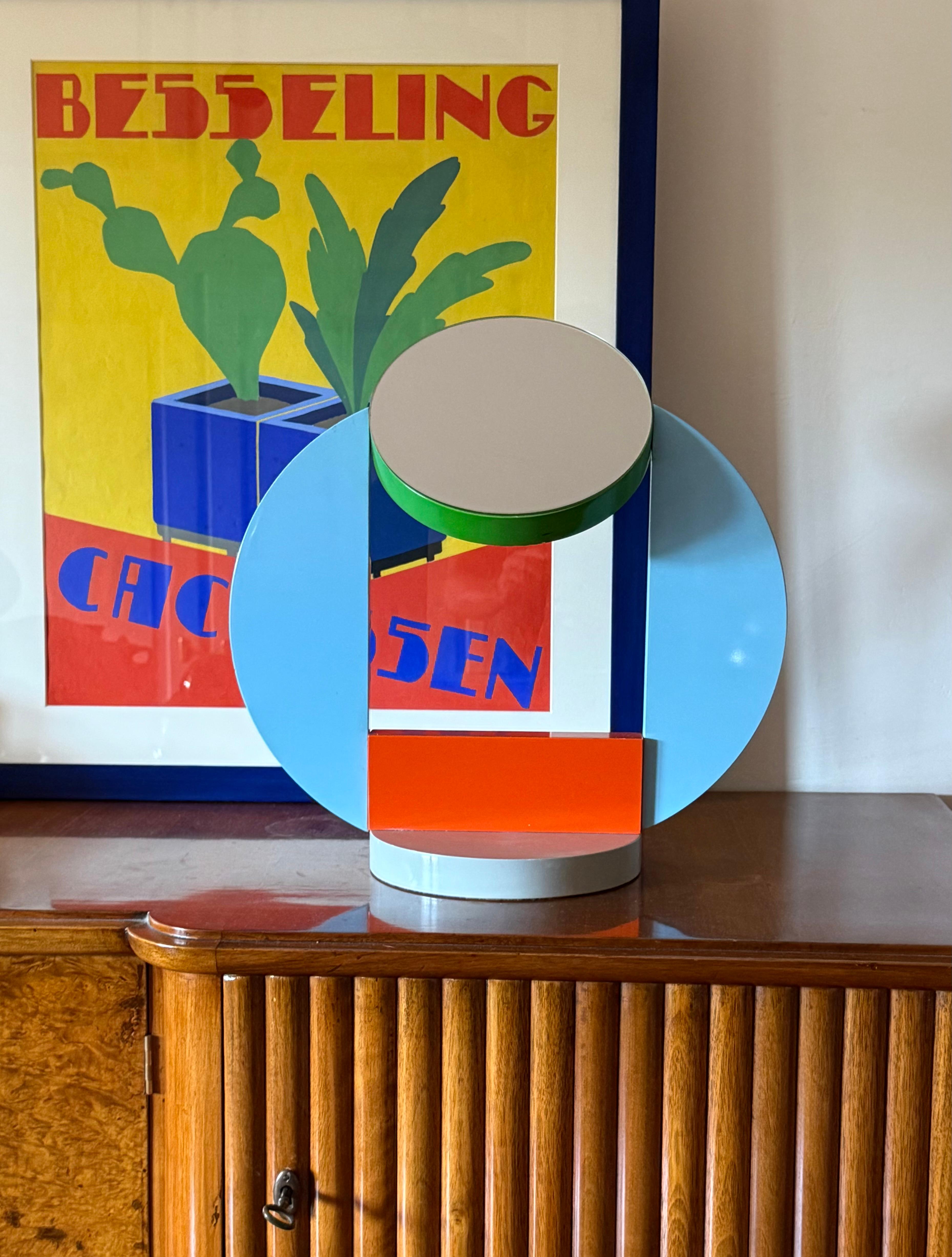 Post-Modern Michele De Lucchi, postmodern table mirror / vanity, Memphis Italy 1980s For Sale