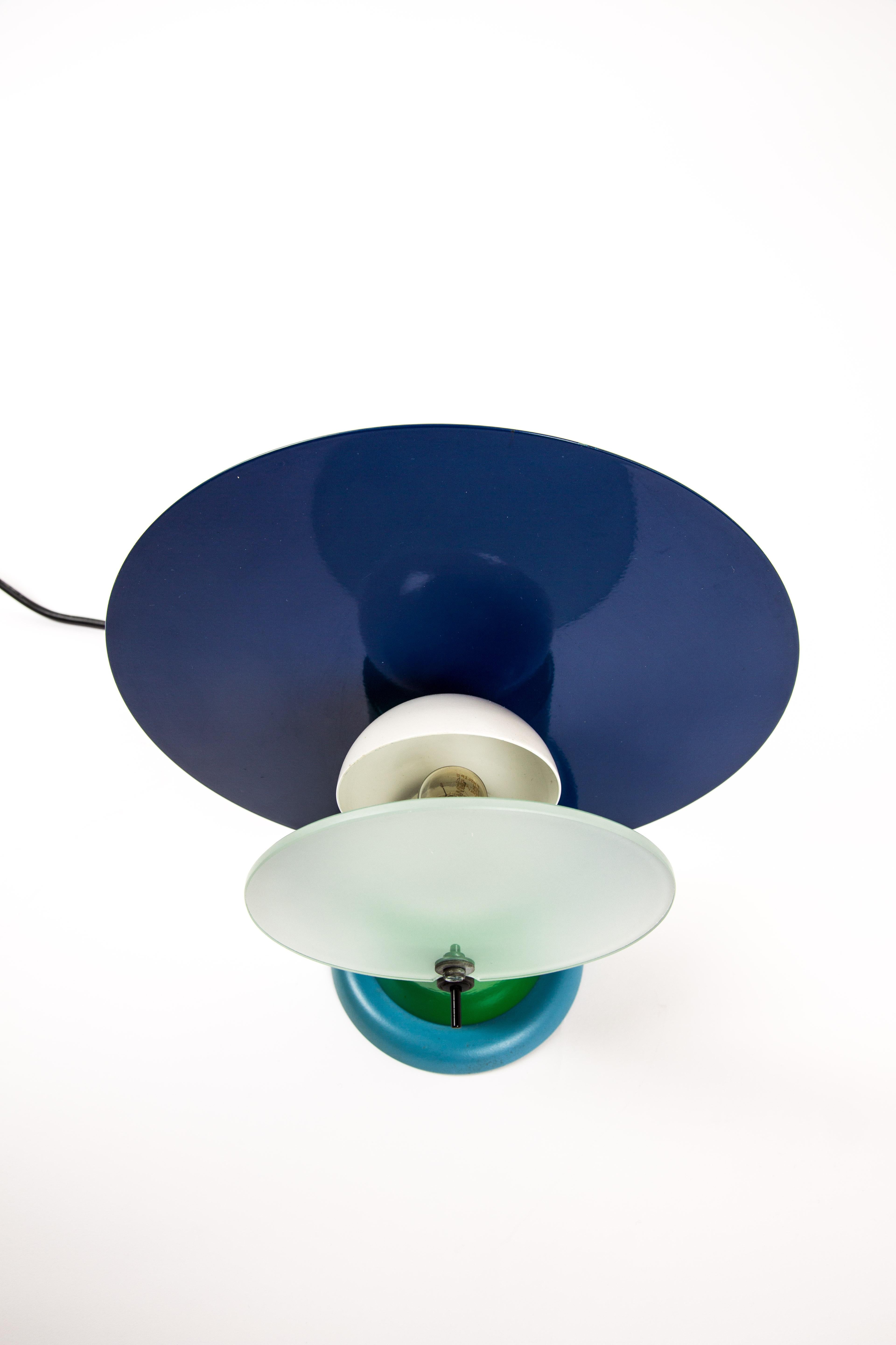 Italian Michele de Lucchi Round Lamp by Padova Bieffeplast Memphis Group