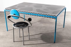 Michele de Lucchi Table model Burgundy + chair model First