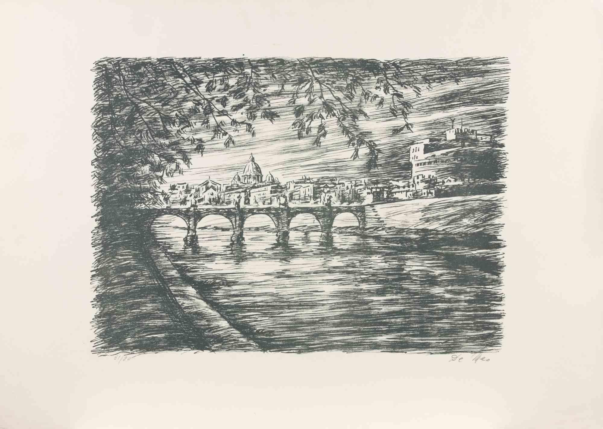 View of Rome - Lithograph by Michele De Meo - 1990s
