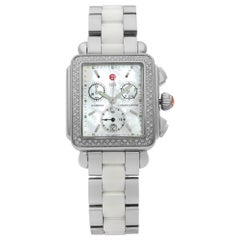 Michele Deco Chronograph Diamond Steel MOP Dial Quartz Ladies Watch MWW06A000716