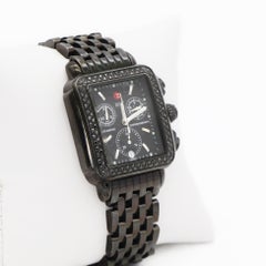 Michele Deco Diamond Chronograph Noir Diamond Black Steel Watch